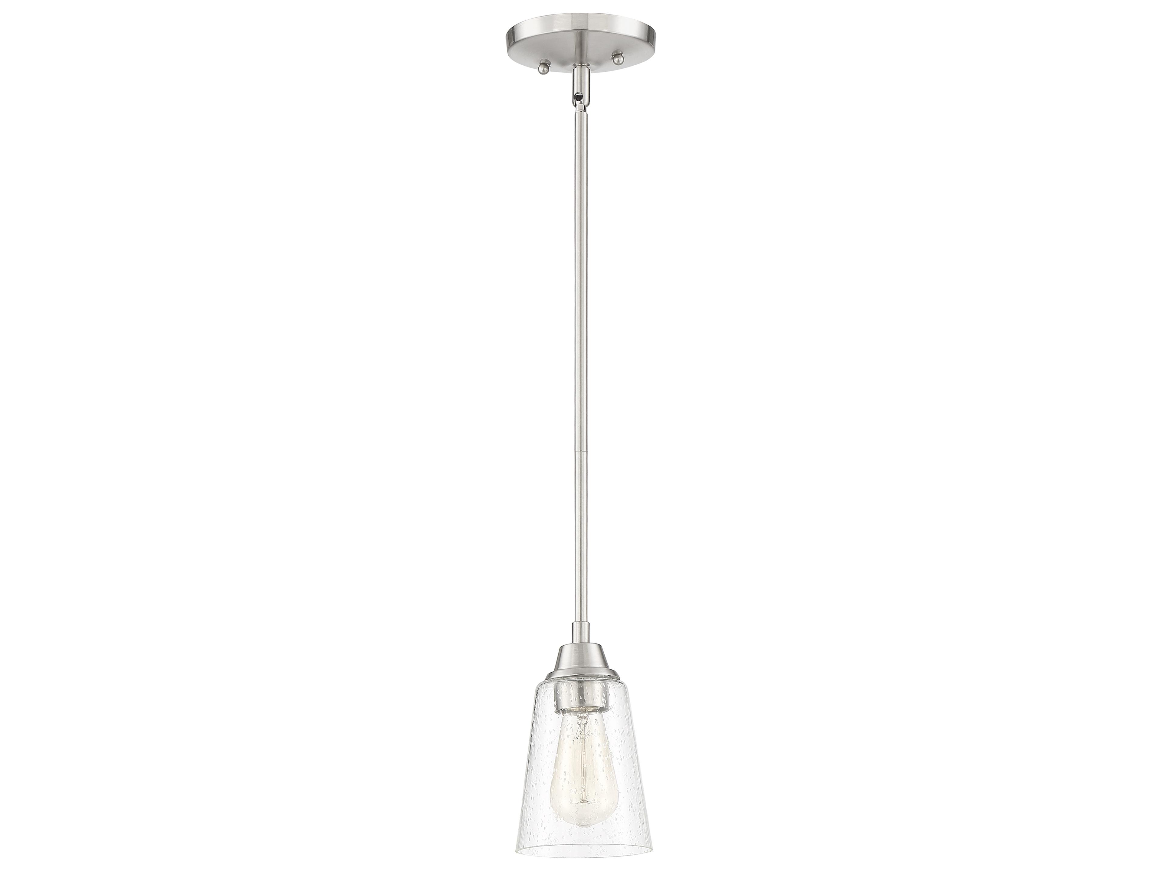 Grace 1-Light Brushed Polished Nickel Glass Bell Mini Pendant