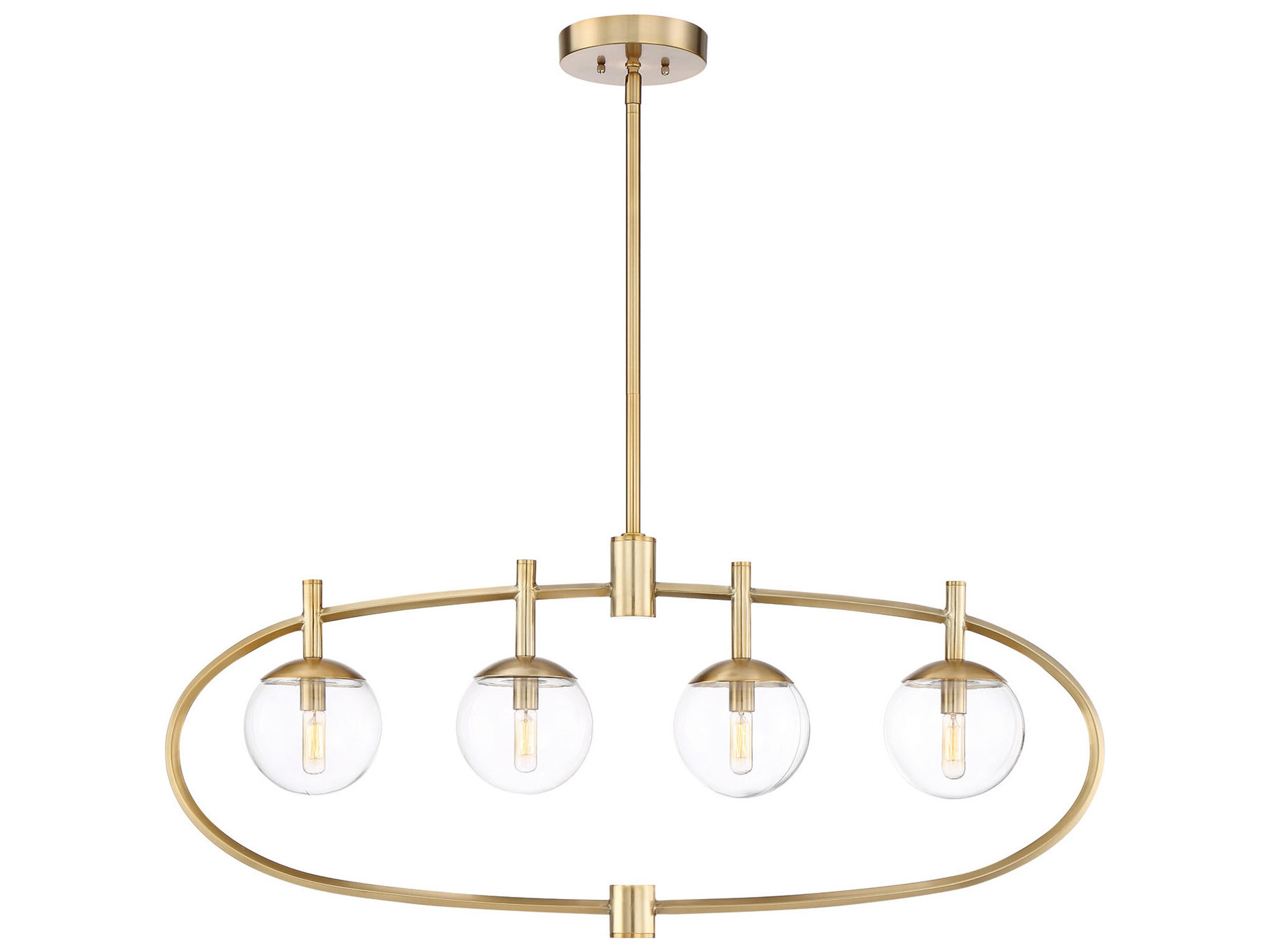 Piltz 4-Light Satin Brass Glass Globe Linear Island Pendant