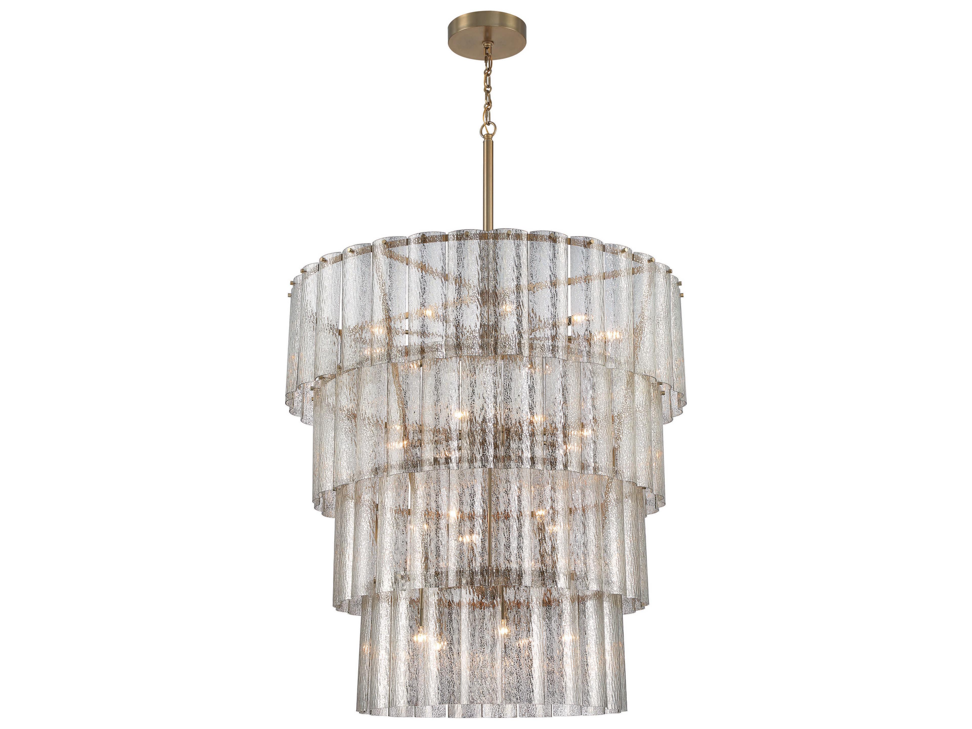 Craftmade Museo 28-Light Satin Brass Glass Tiered Chandelier