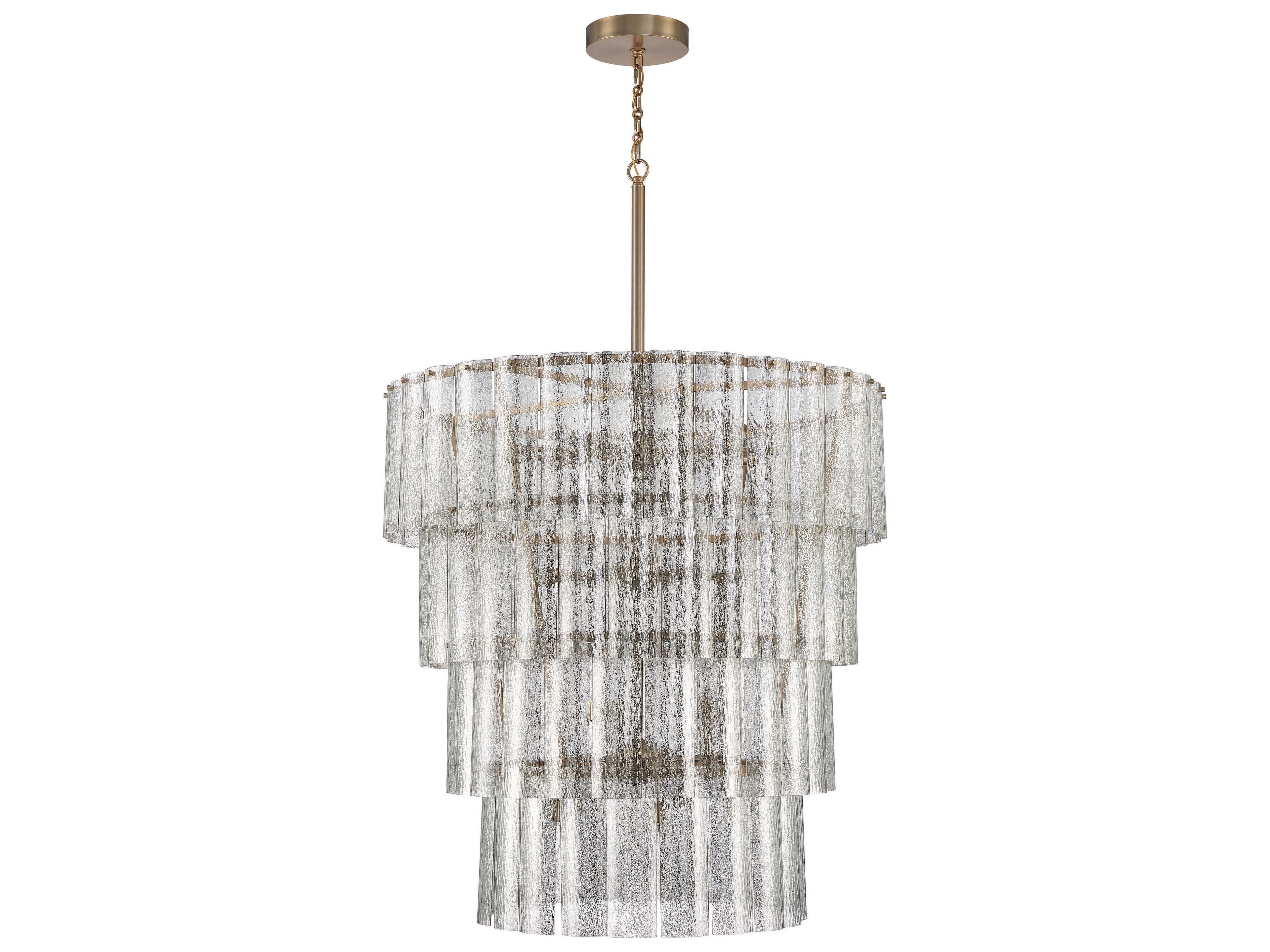 Craftmade Museo 28-Light Satin Brass Glass Tiered Chandelier