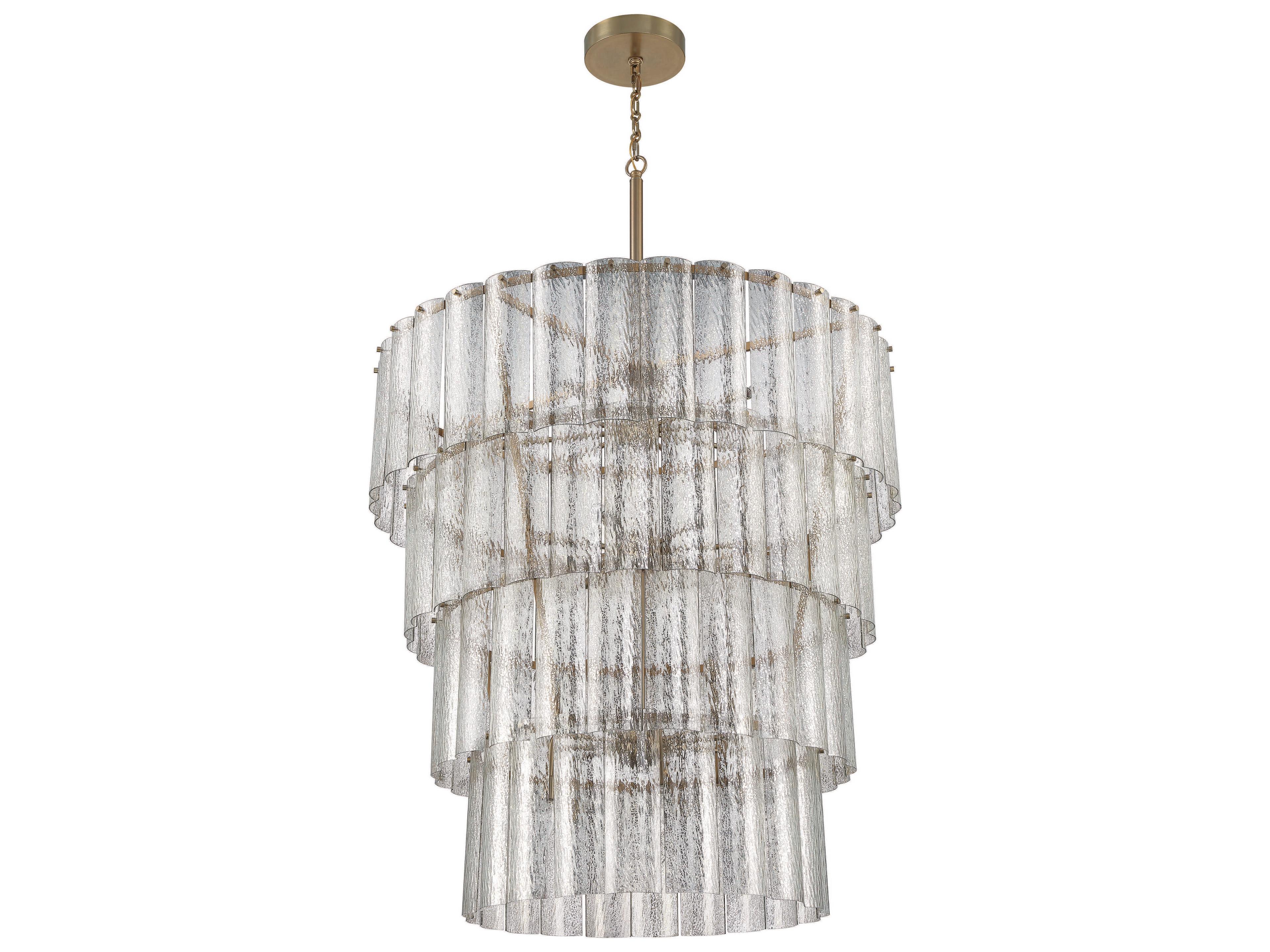 Craftmade Museo 28-Light Satin Brass Glass Tiered Chandelier