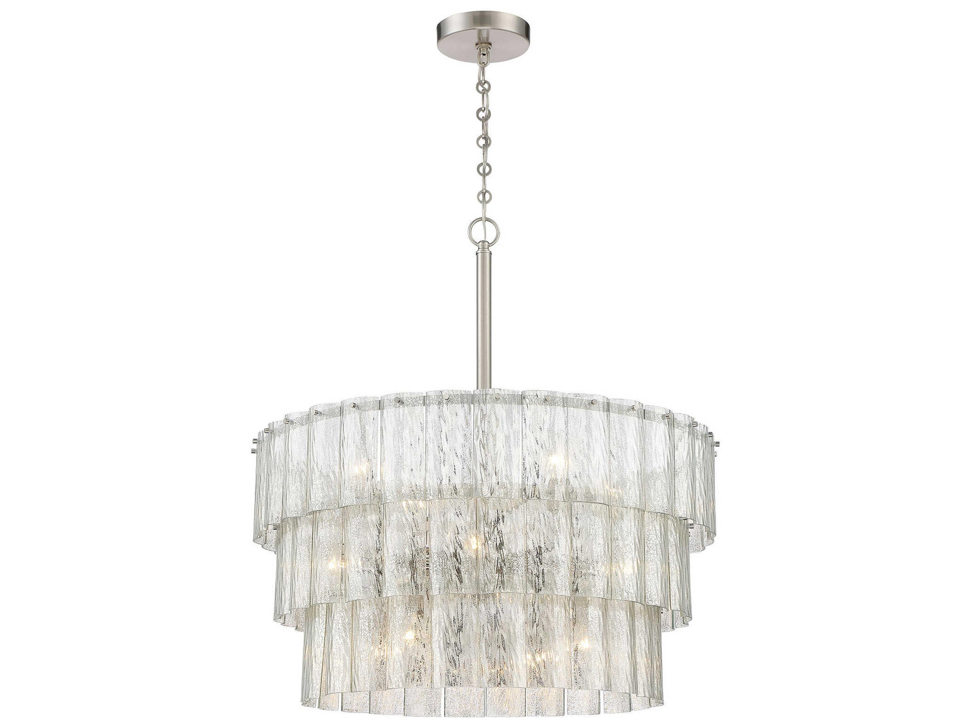 Craftmade Museo 12-Light Brushed Polished Nickel Glass Drum Pendant