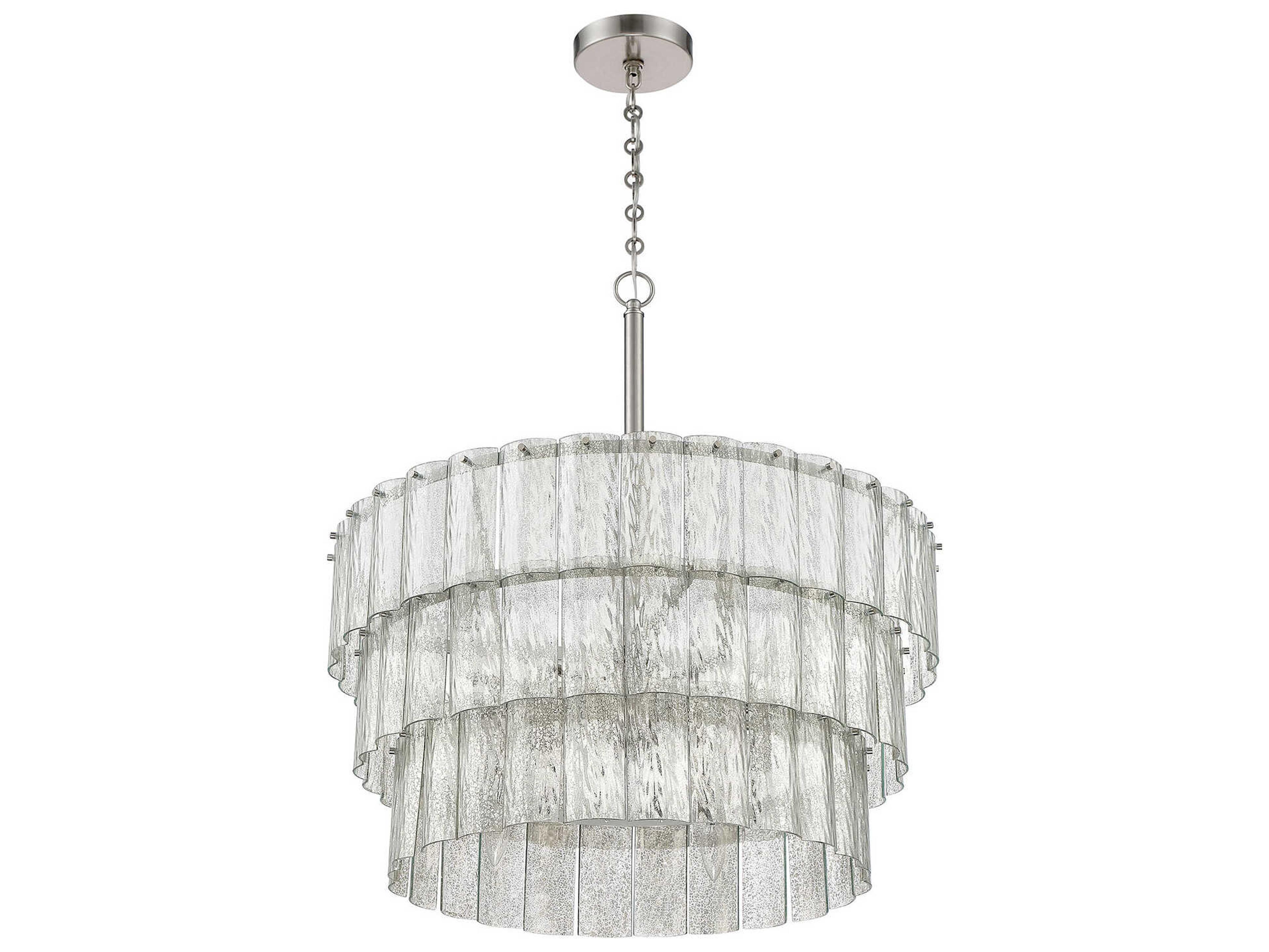 Craftmade Museo 12-Light Brushed Polished Nickel Glass Drum Pendant