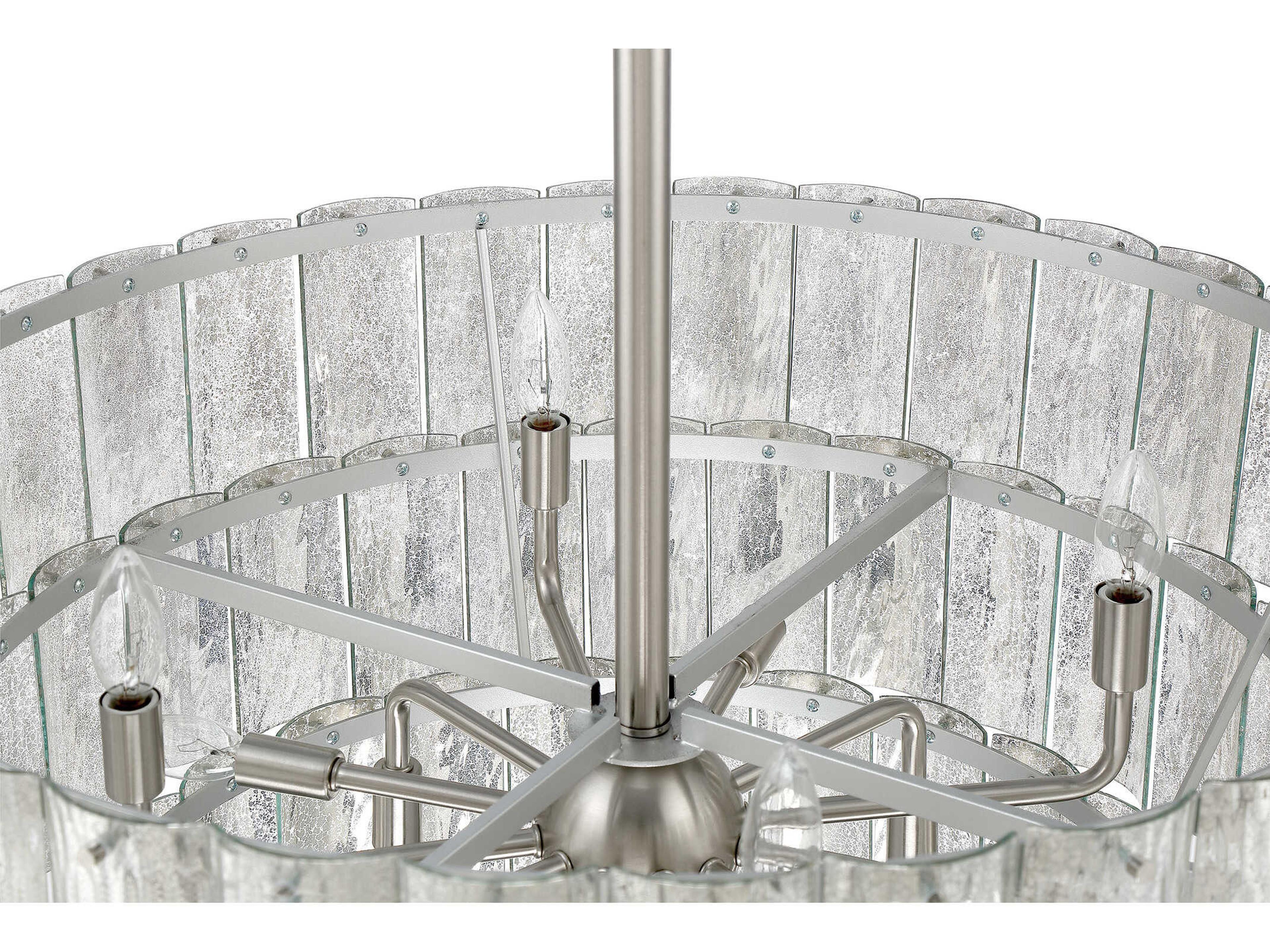 Craftmade Museo 12-Light Brushed Polished Nickel Glass Drum Pendant