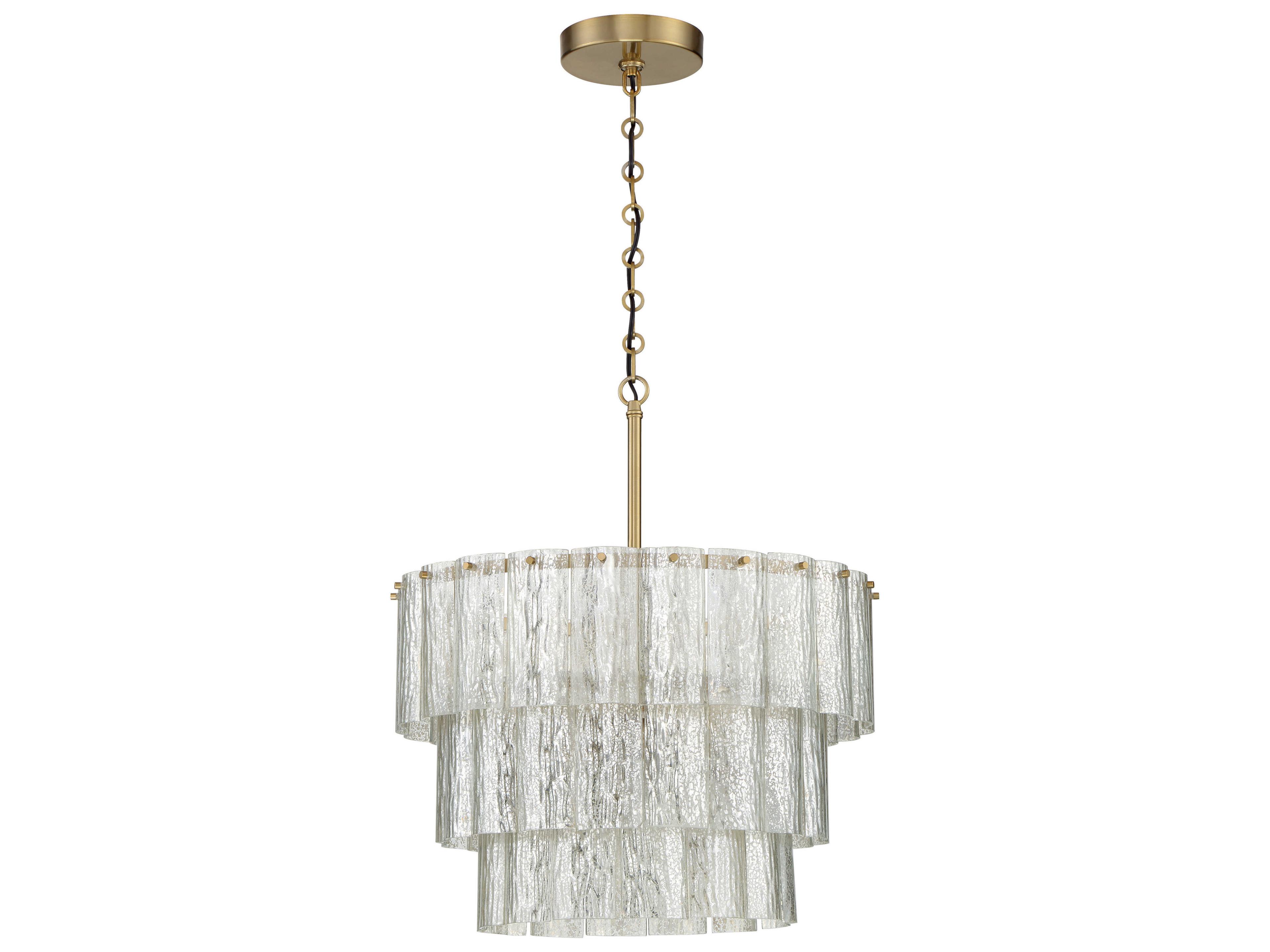 Museo 12-Light Satin Brass Glass Drum Pendant