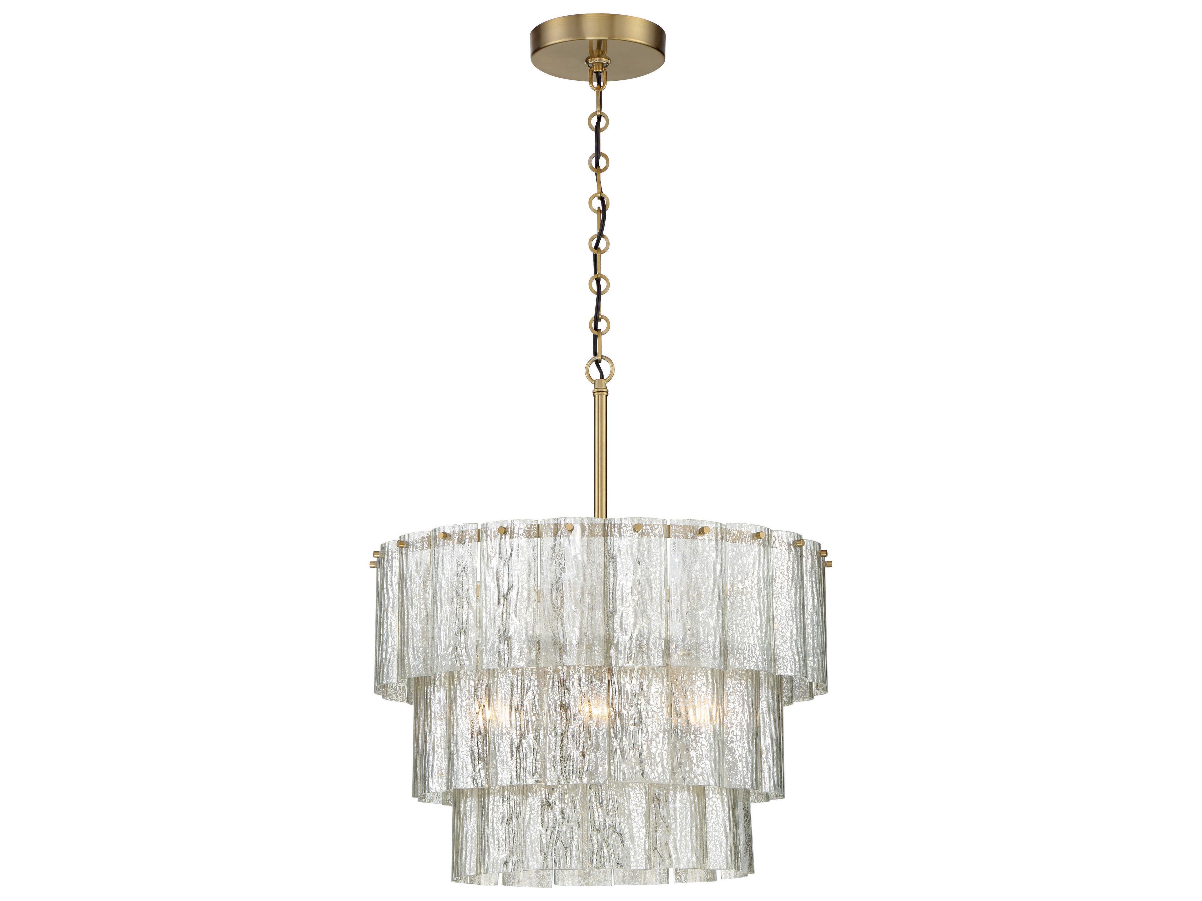Craftmade Museo 12-Light Satin Brass Glass Drum Pendant