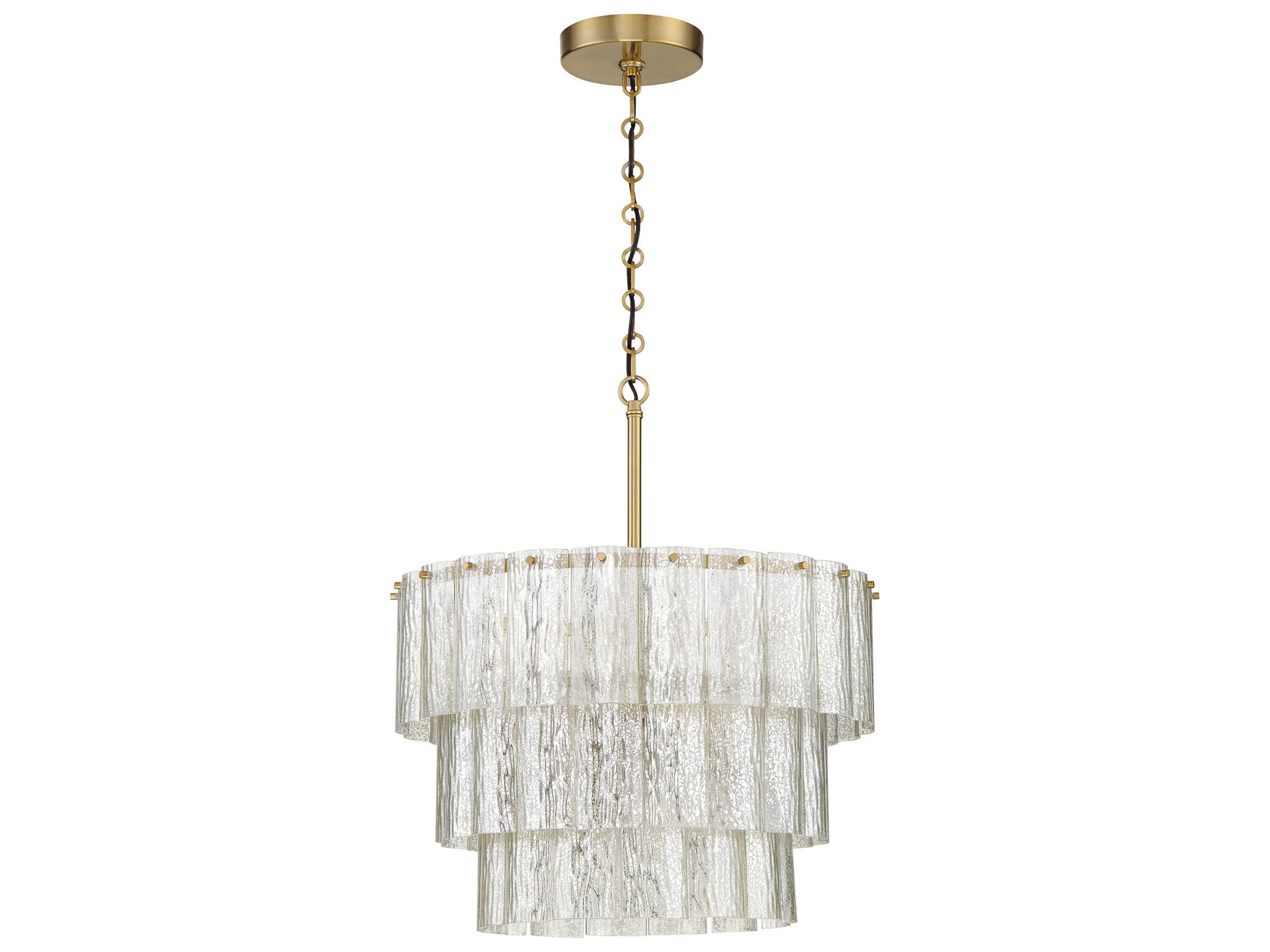 Craftmade Museo 12-Light Satin Brass Glass Drum Pendant