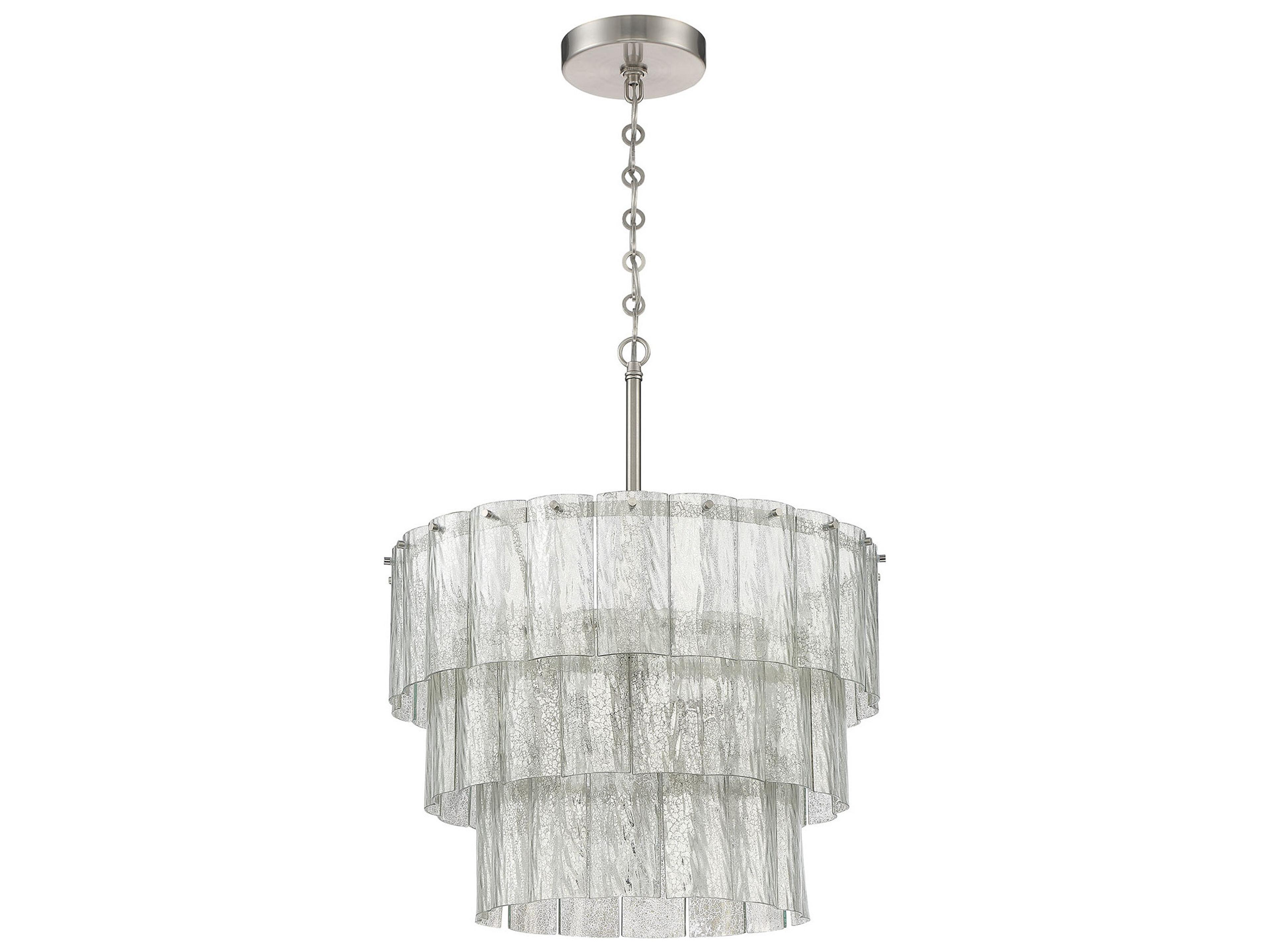 Museo 9-Light Brushed Polished Nickel Glass Tiered Pendant