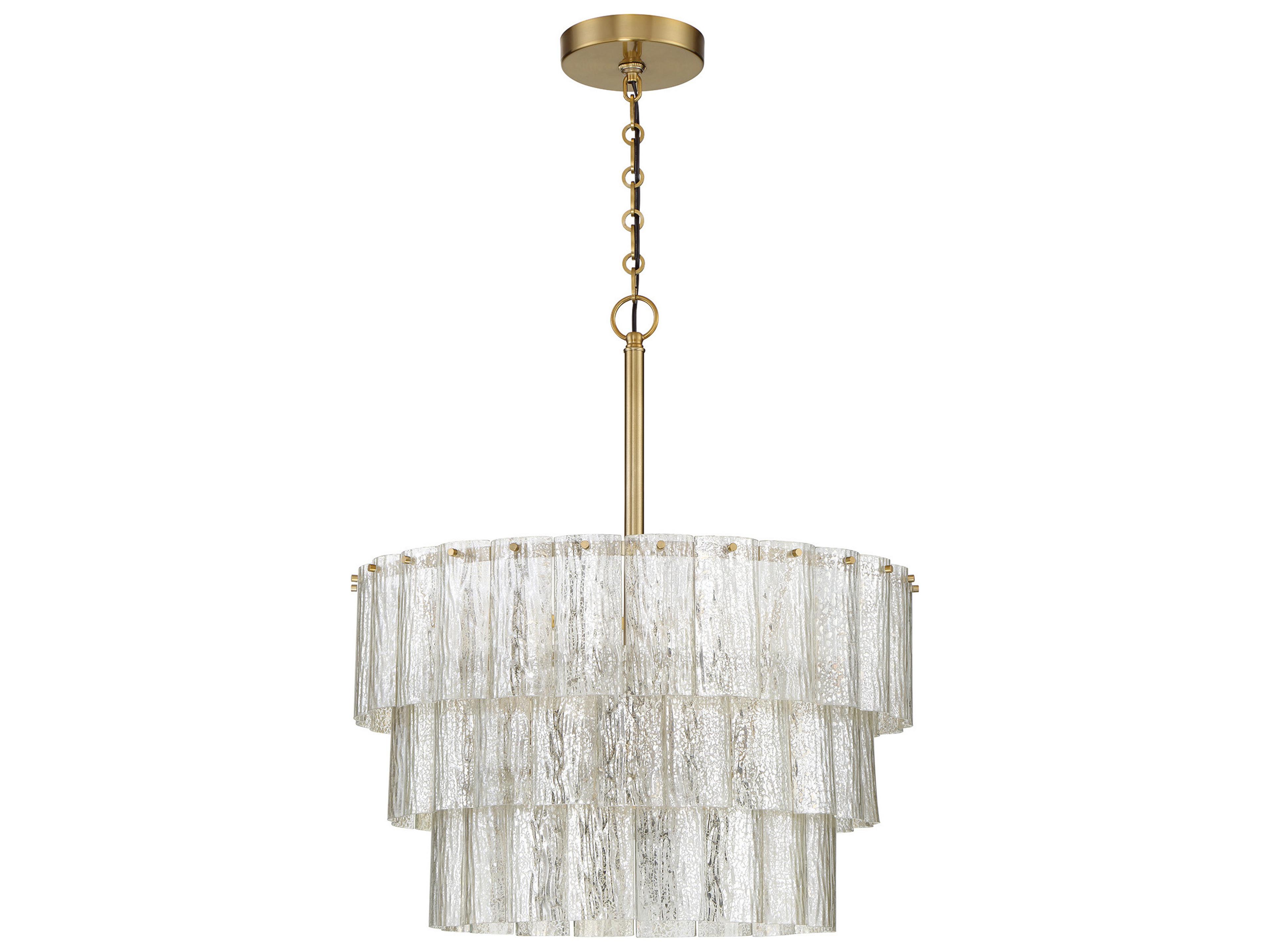 Museo 9-Light Satin Brass Glass Tiered Pendant