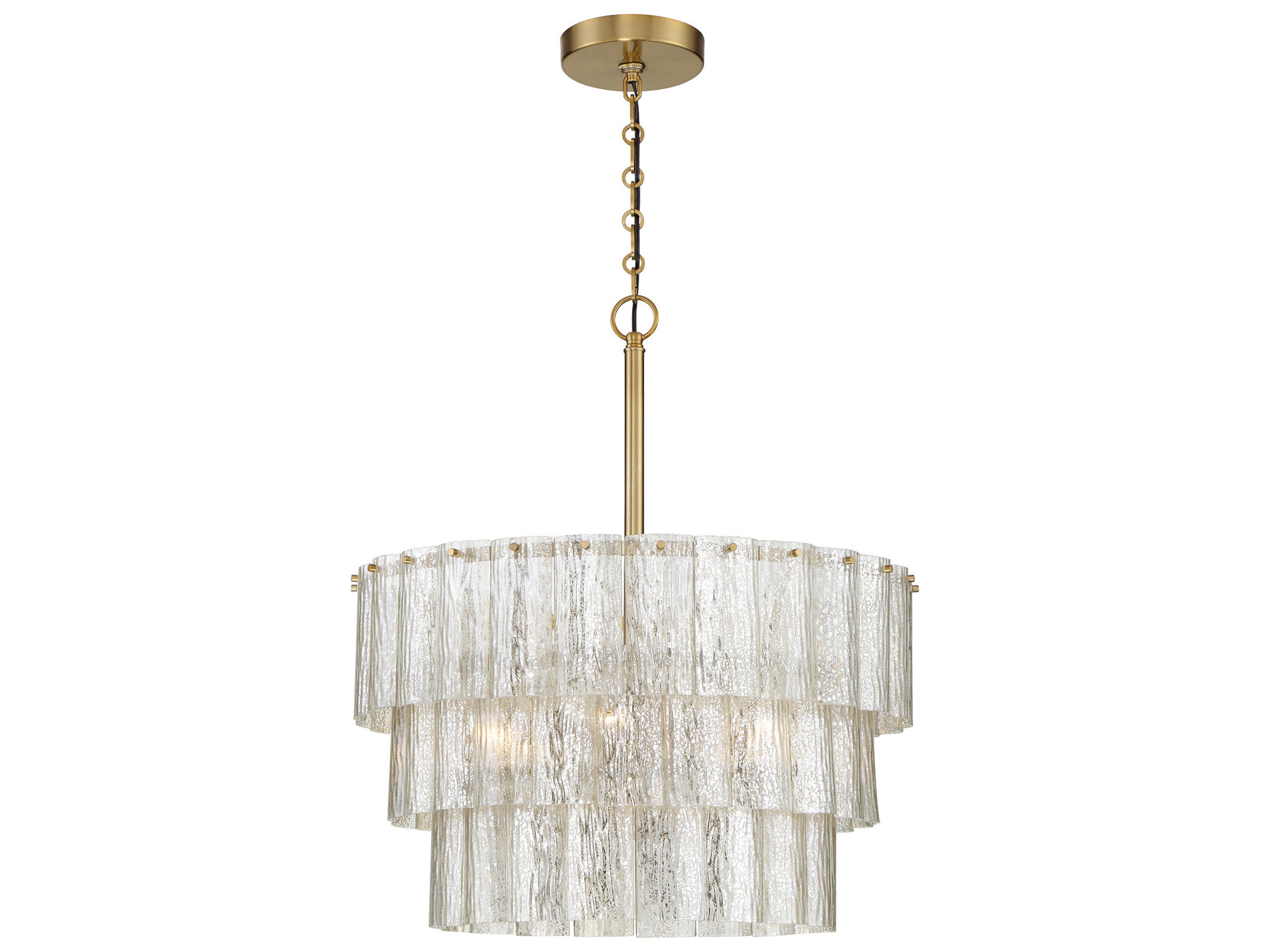 Craftmade Museo 9-Light Satin Brass Glass Tiered Pendant