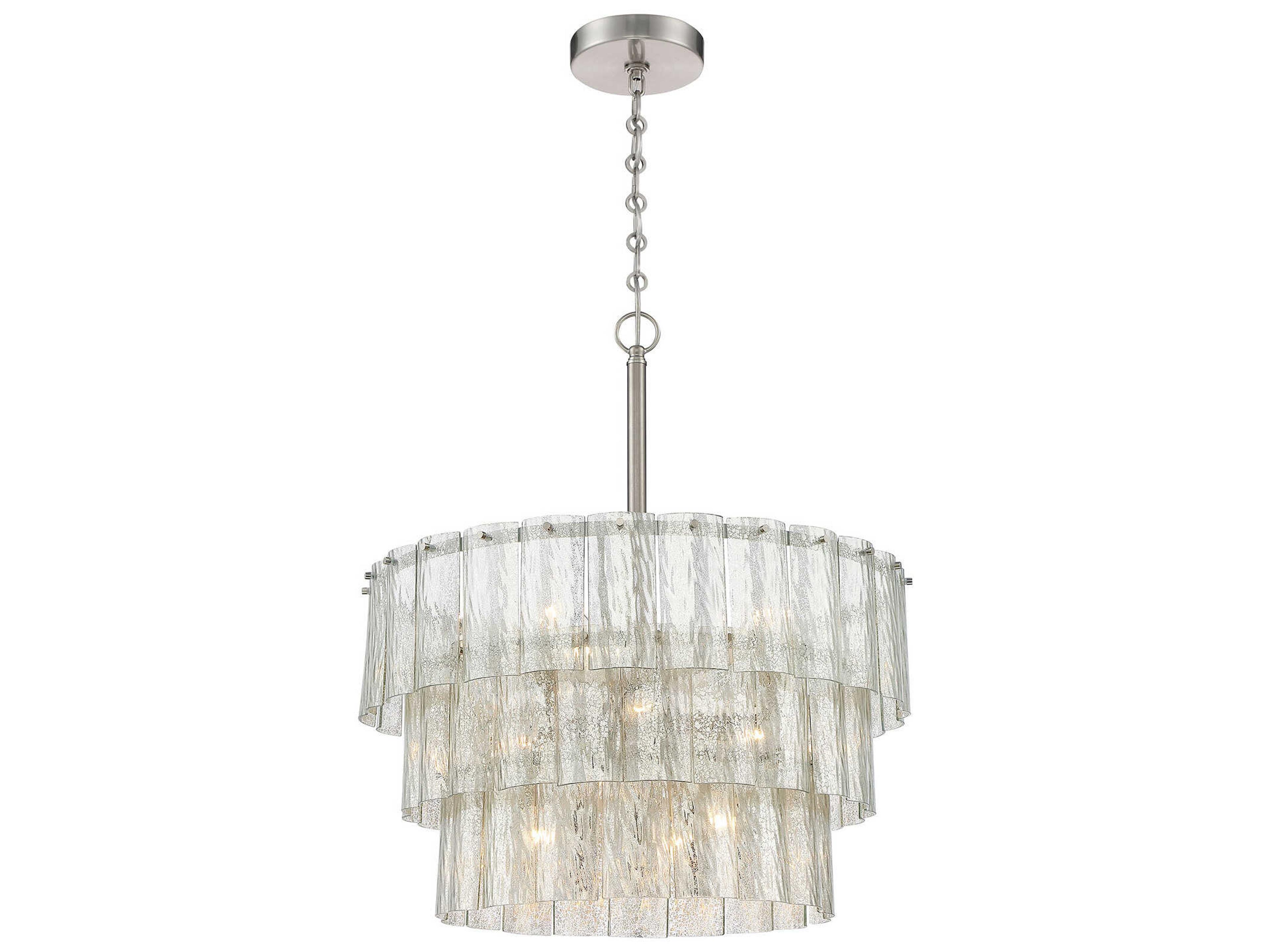 Craftmade Museo 9-Light Brushed Polished Nickel Glass Drum Pendant