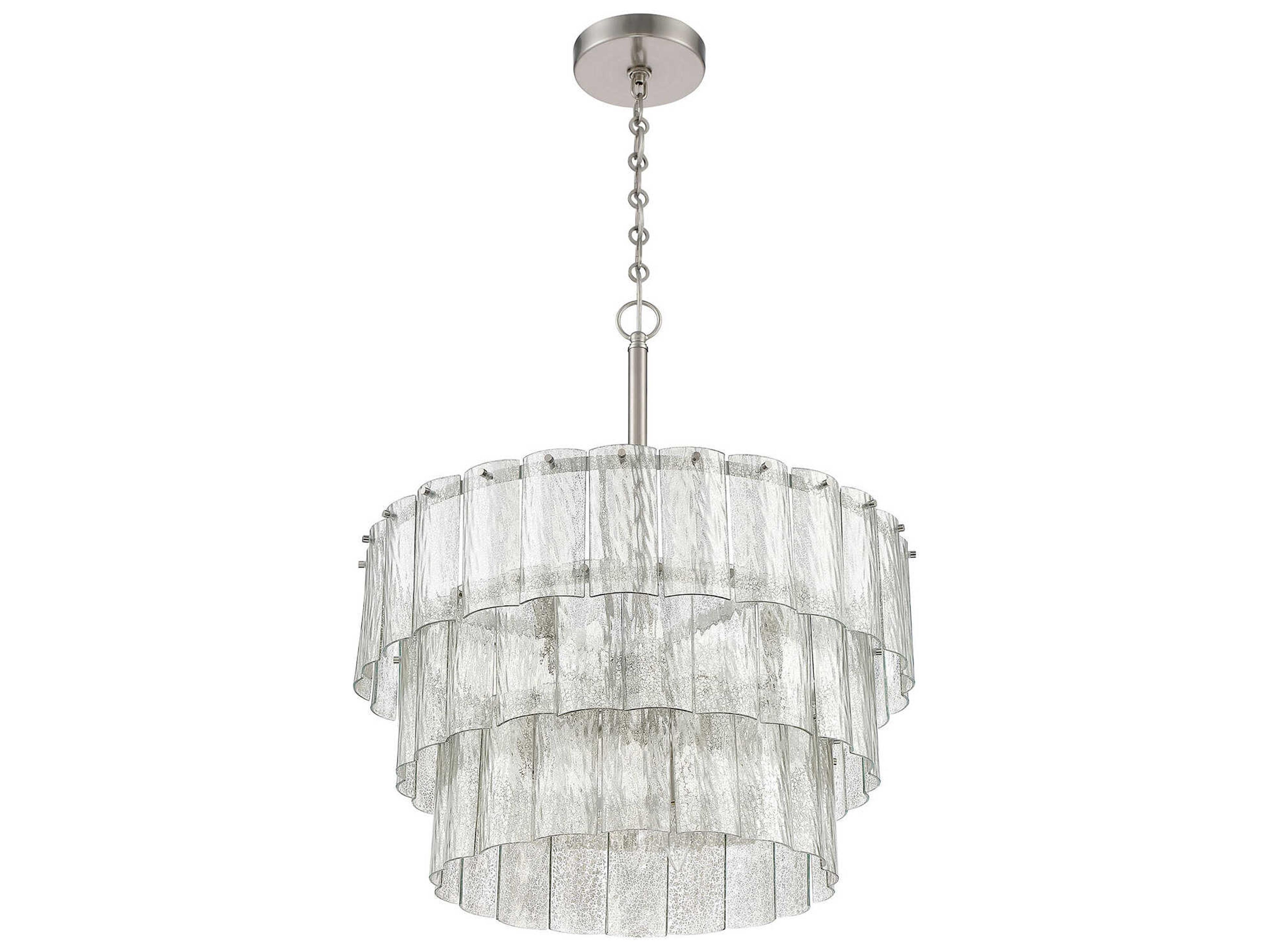Craftmade Museo 9-Light Brushed Polished Nickel Glass Drum Pendant