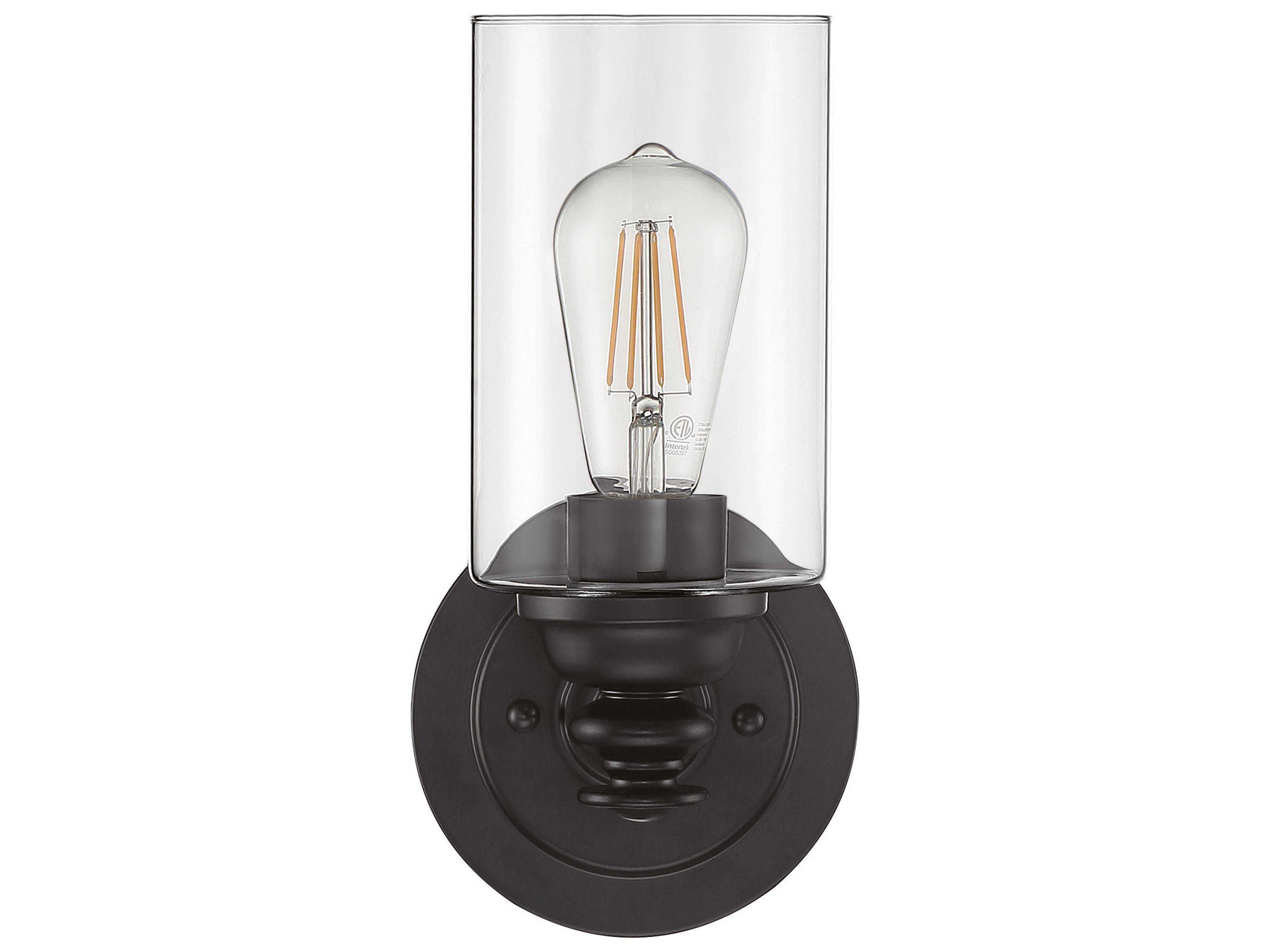 Craftmade Dardyn 1-Light Flat Black Glass Vanity Light