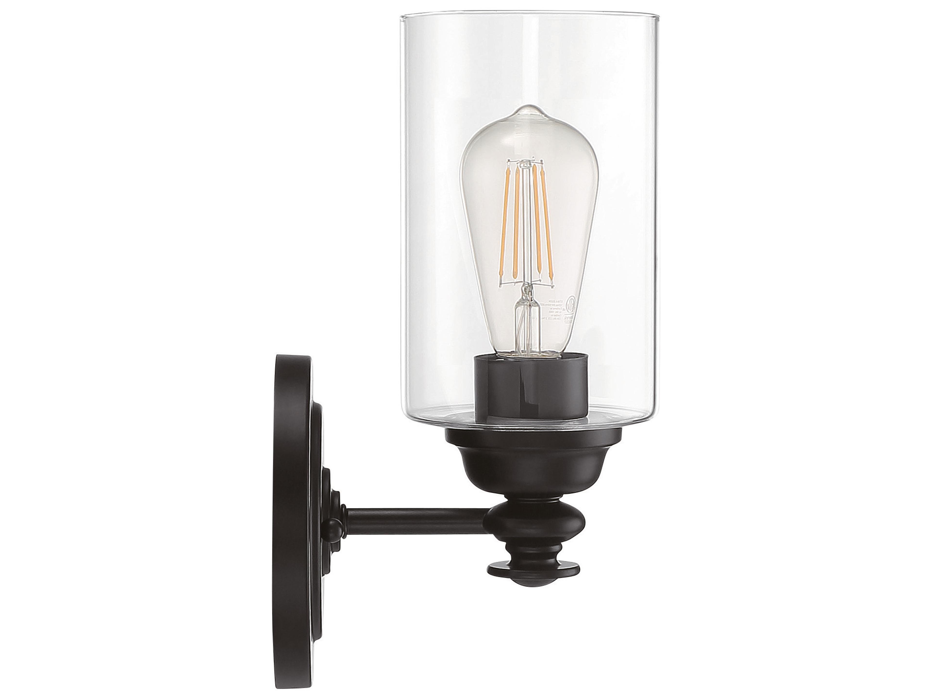 Craftmade Dardyn 1-Light Flat Black Glass Vanity Light