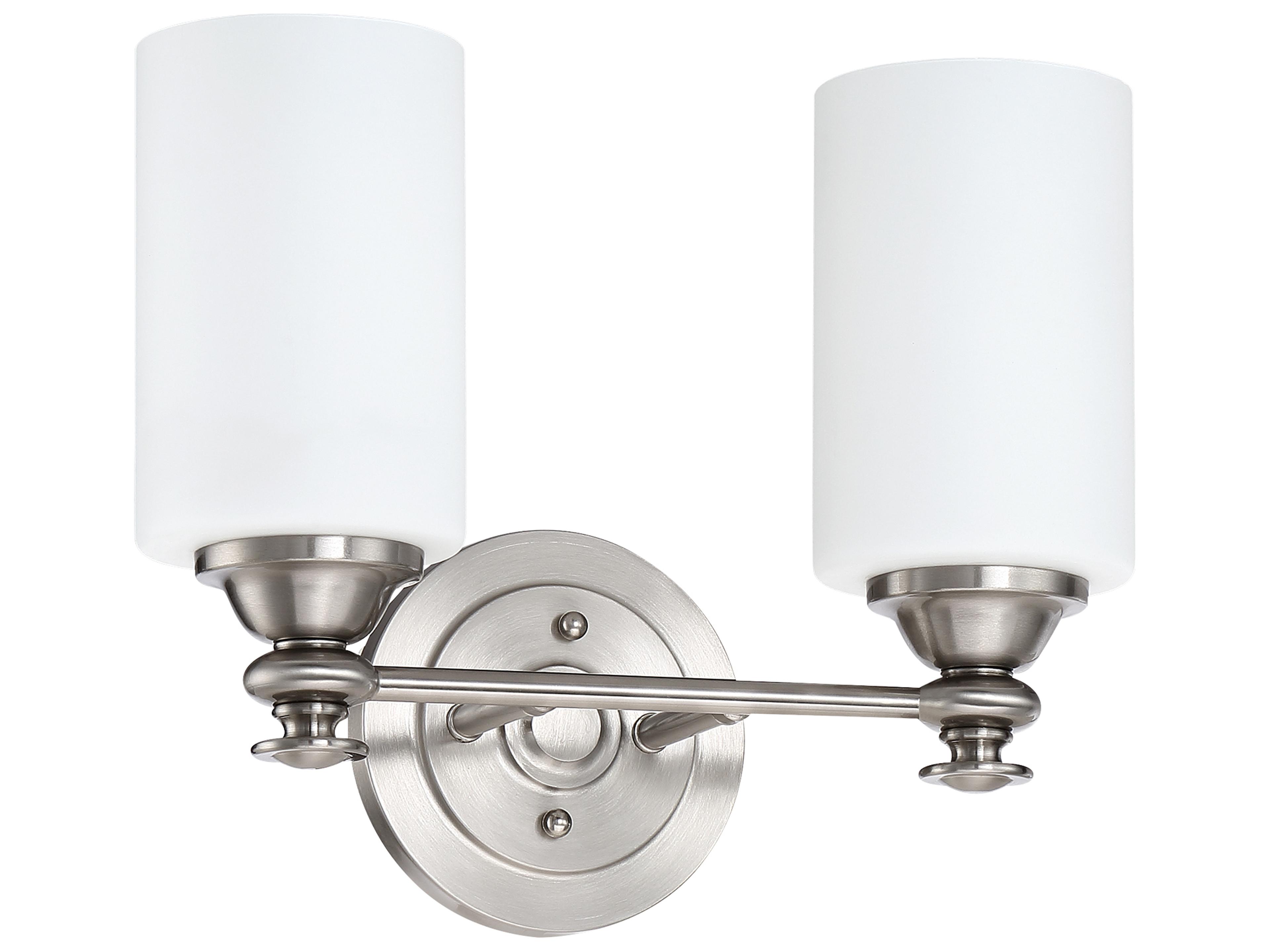 Dardyn 2-Light Brushed Polished Nickel Glass Vanity Light