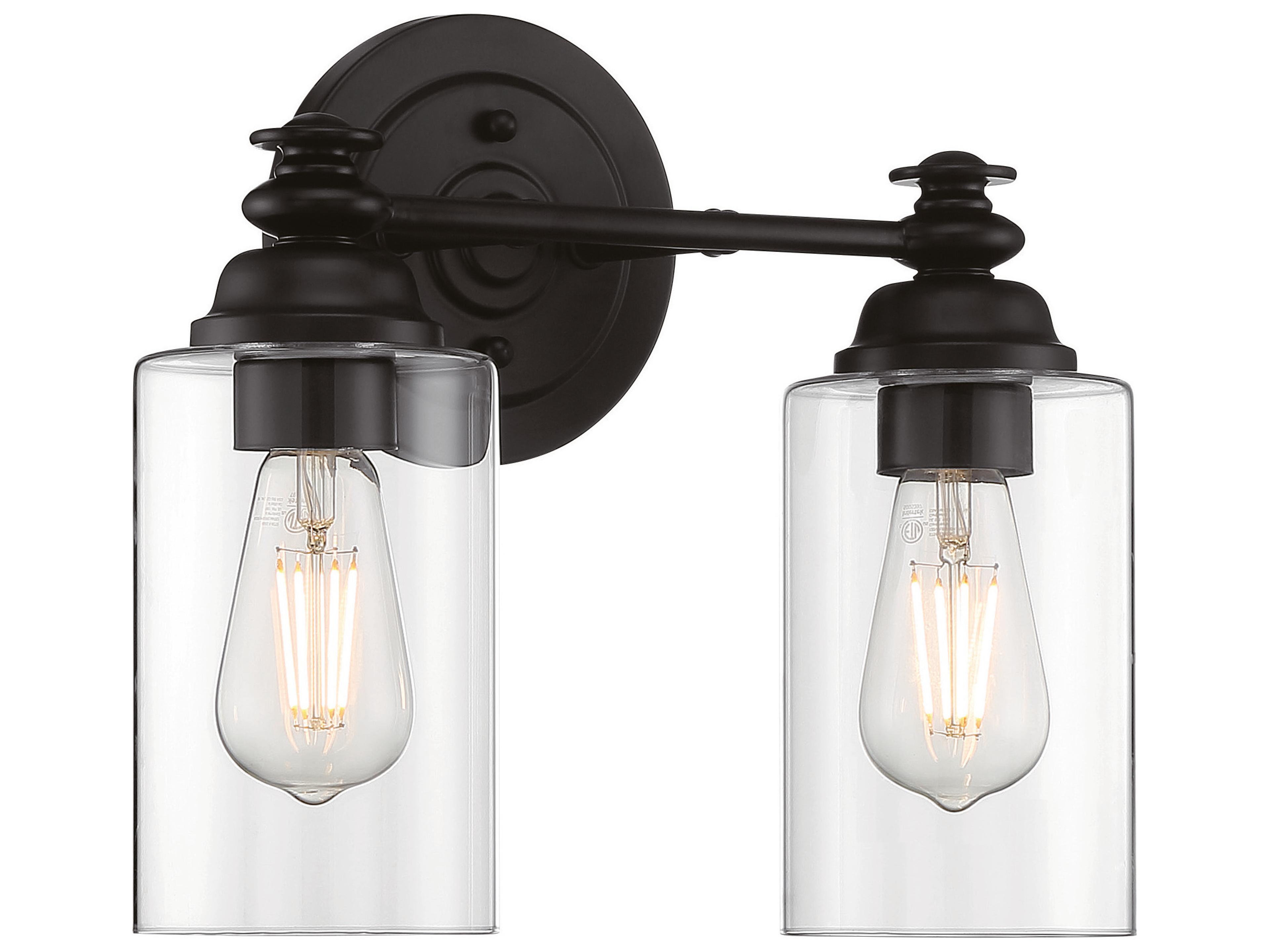 Craftmade Dardyn 2-Light Flat Black Glass Vanity Light