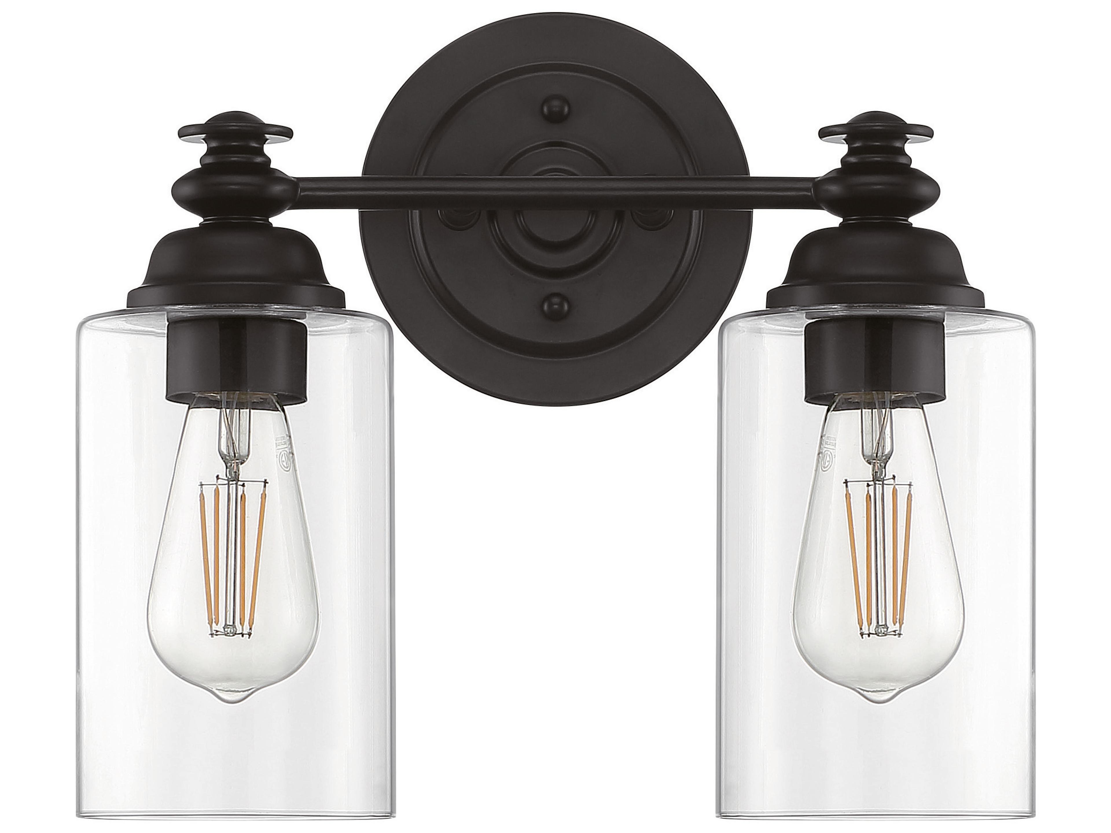 Craftmade Dardyn 2-Light Flat Black Glass Vanity Light