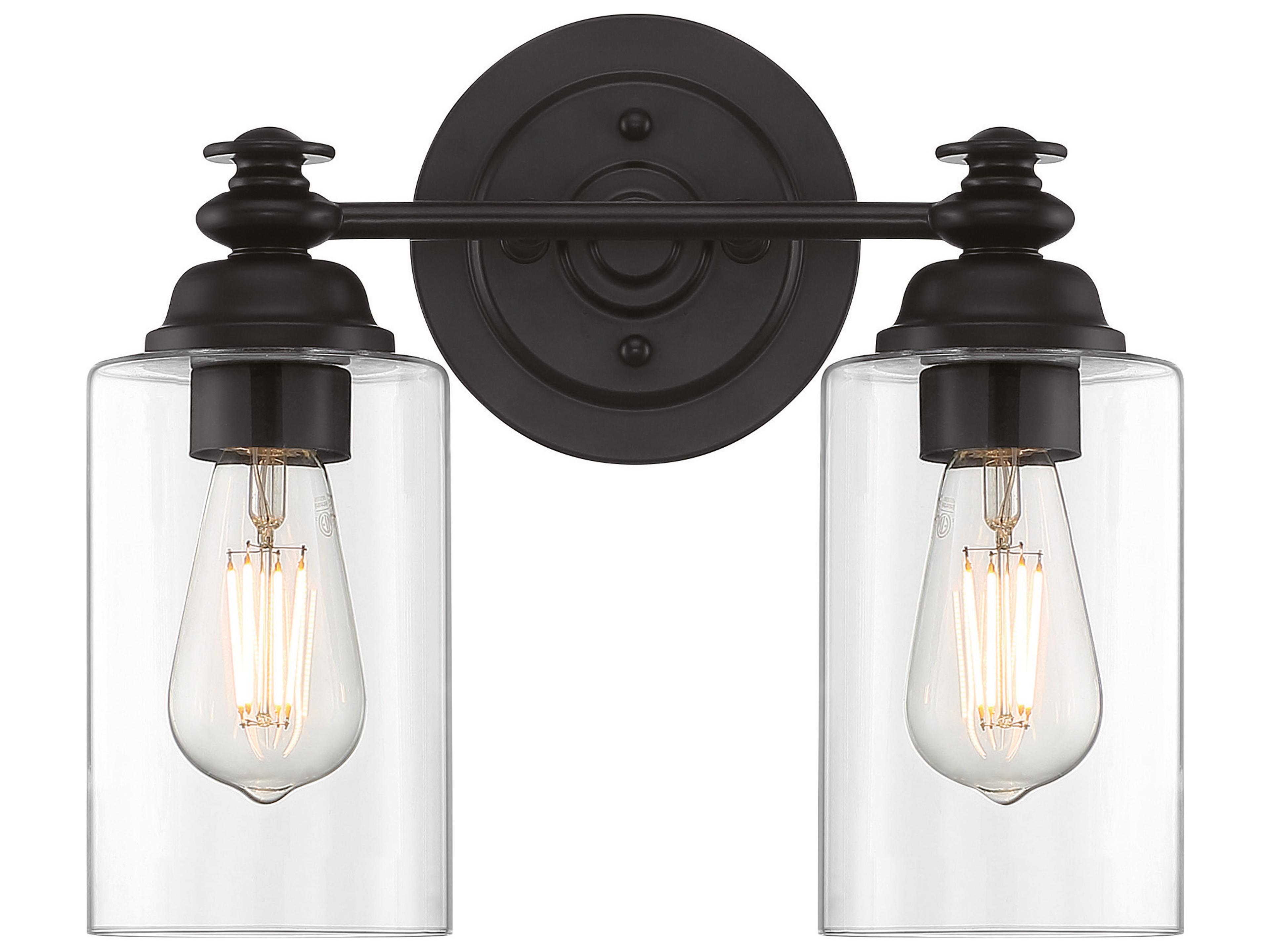 Craftmade Dardyn 2-Light Flat Black Glass Vanity Light