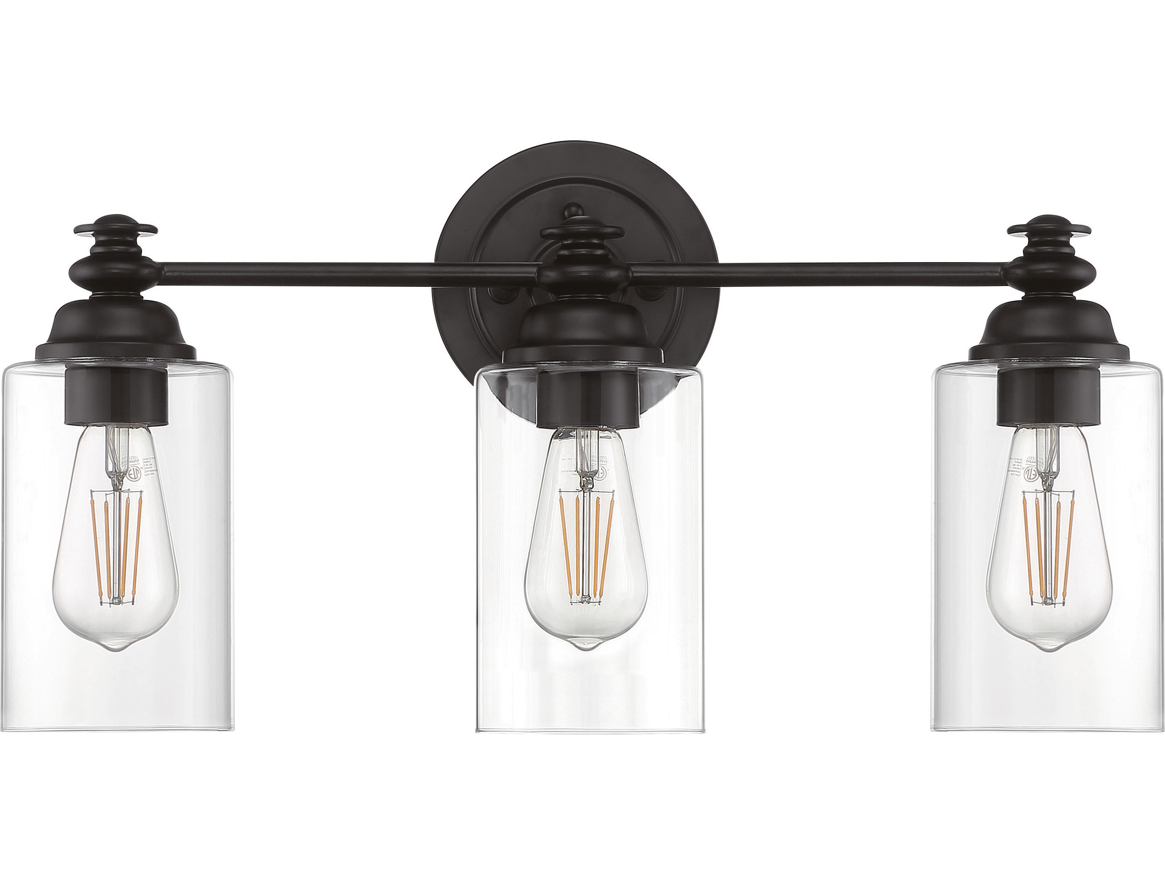Craftmade Dardyn 3-Light Flat Black Glass Vanity Light