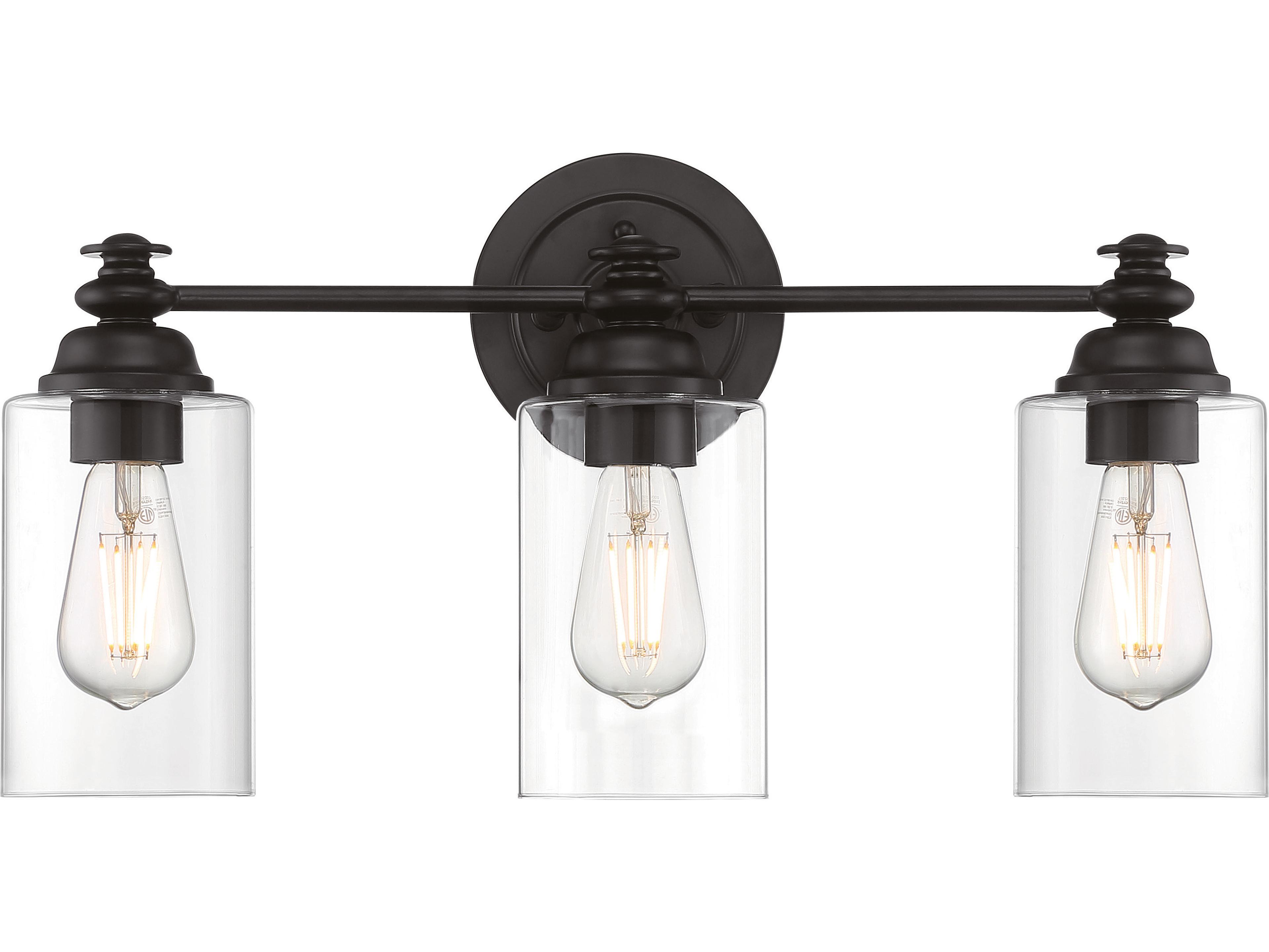 Craftmade Dardyn 3-Light Flat Black Glass Vanity Light