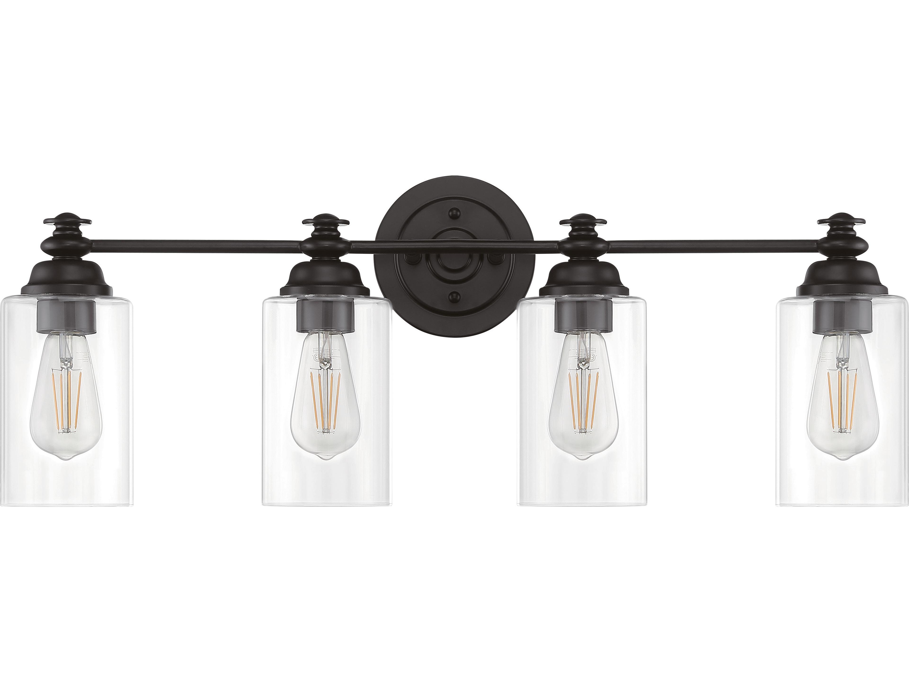 Craftmade Dardyn 4-Light Flat Black Glass Vanity Light