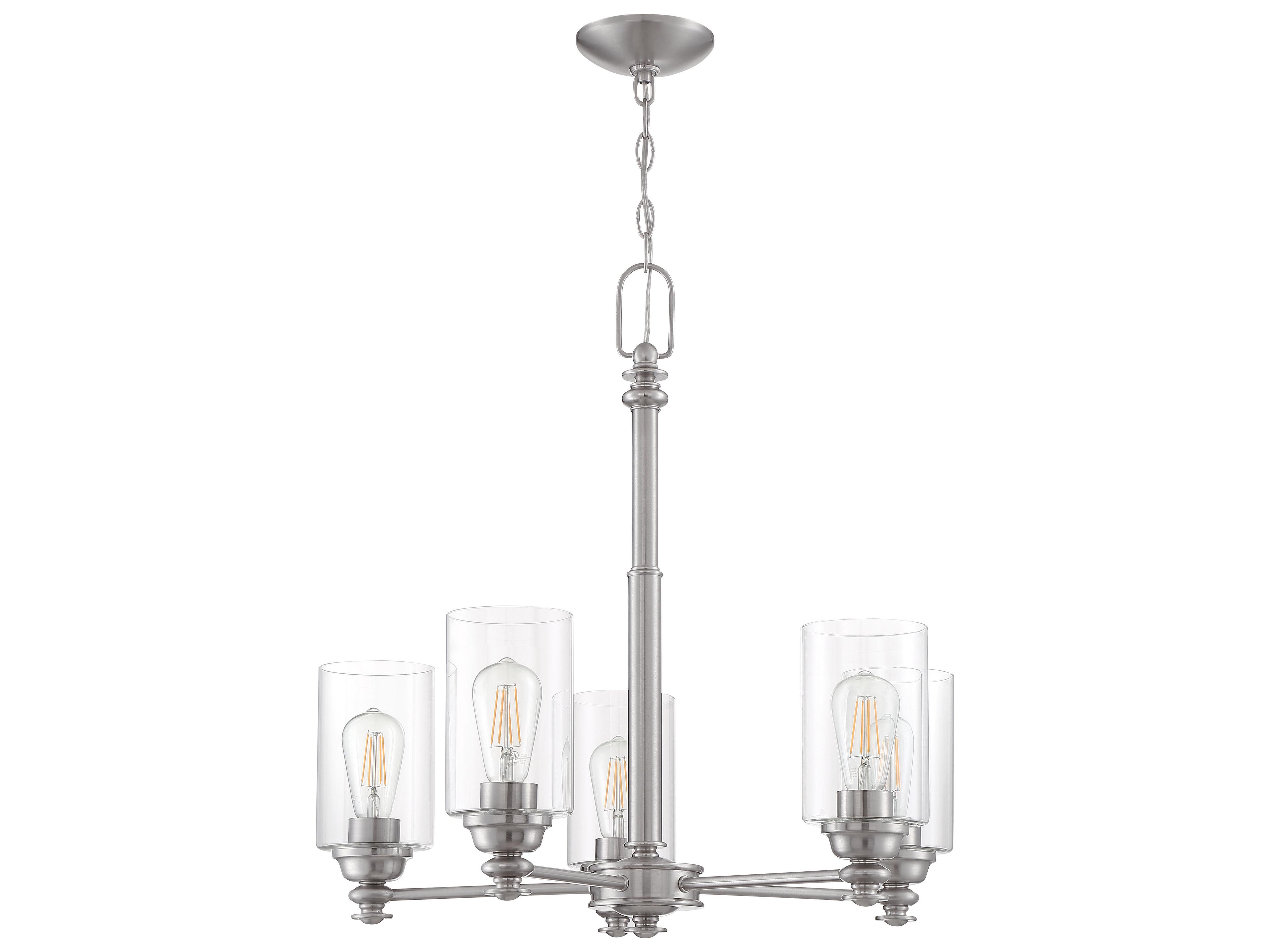 Dardyn 5-Light Brushed Polished Nickel Glass Cylinder Chandelier