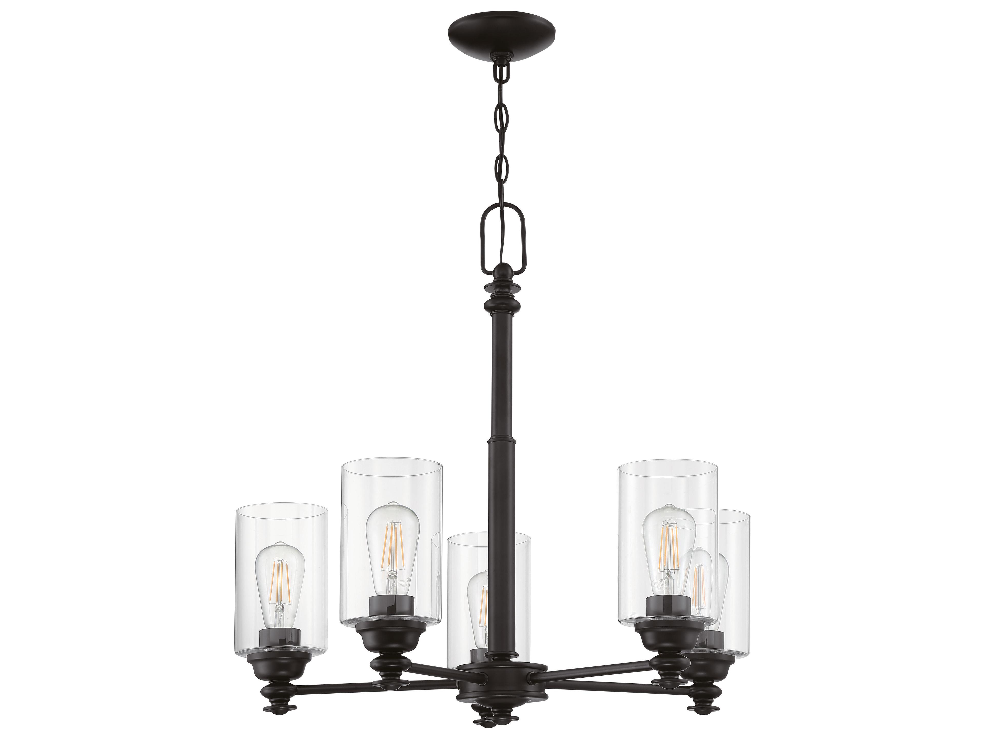 Dardyn 5-Light Flat Black Glass Cylinder Chandelier