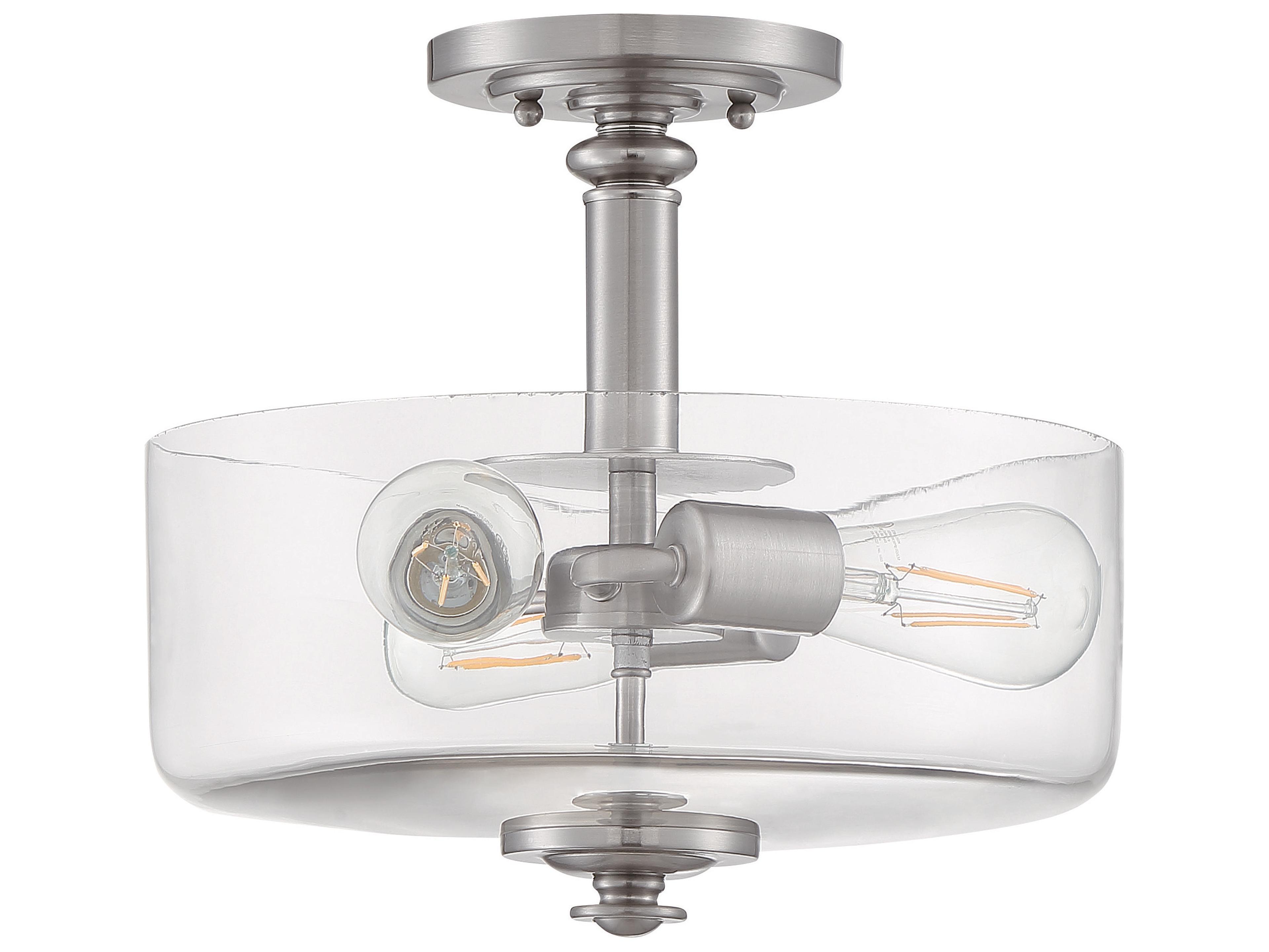 Dardyn 3-Light Brushed Polished Nickel Glass Drum Pendant