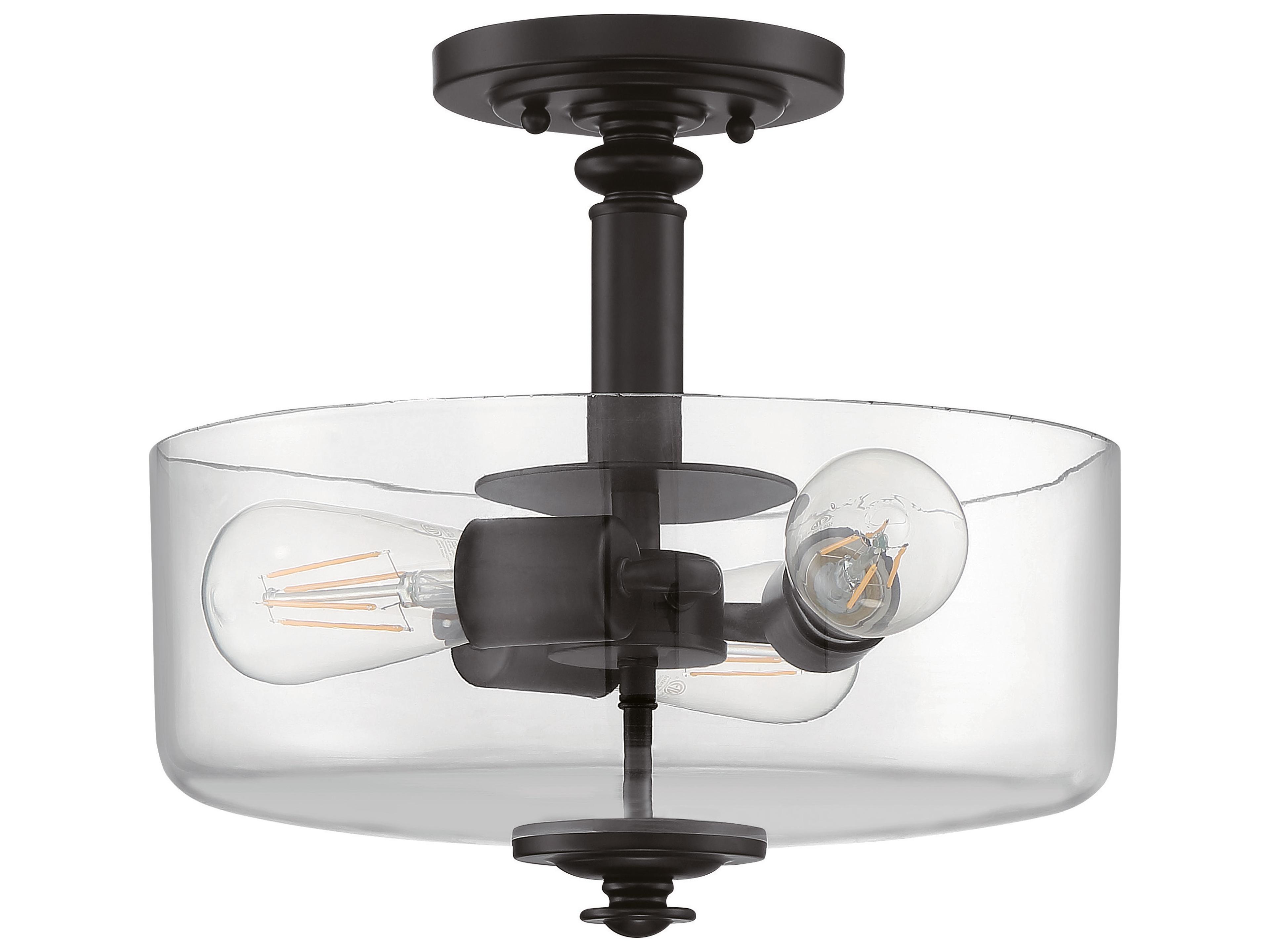 Dardyn 3-Light Flat Black Glass Drum Pendant