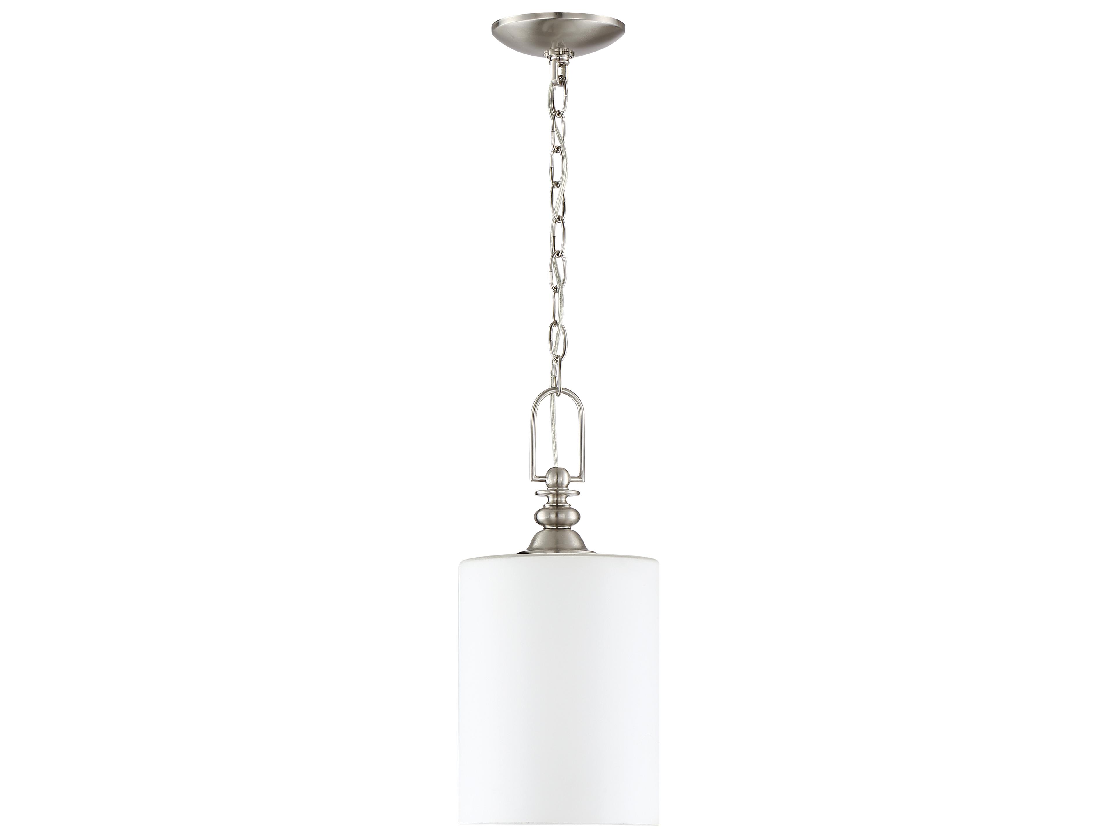 Dardyn 1-Light Brushed Polished Nickel Glass Cylinder Mini Pendant