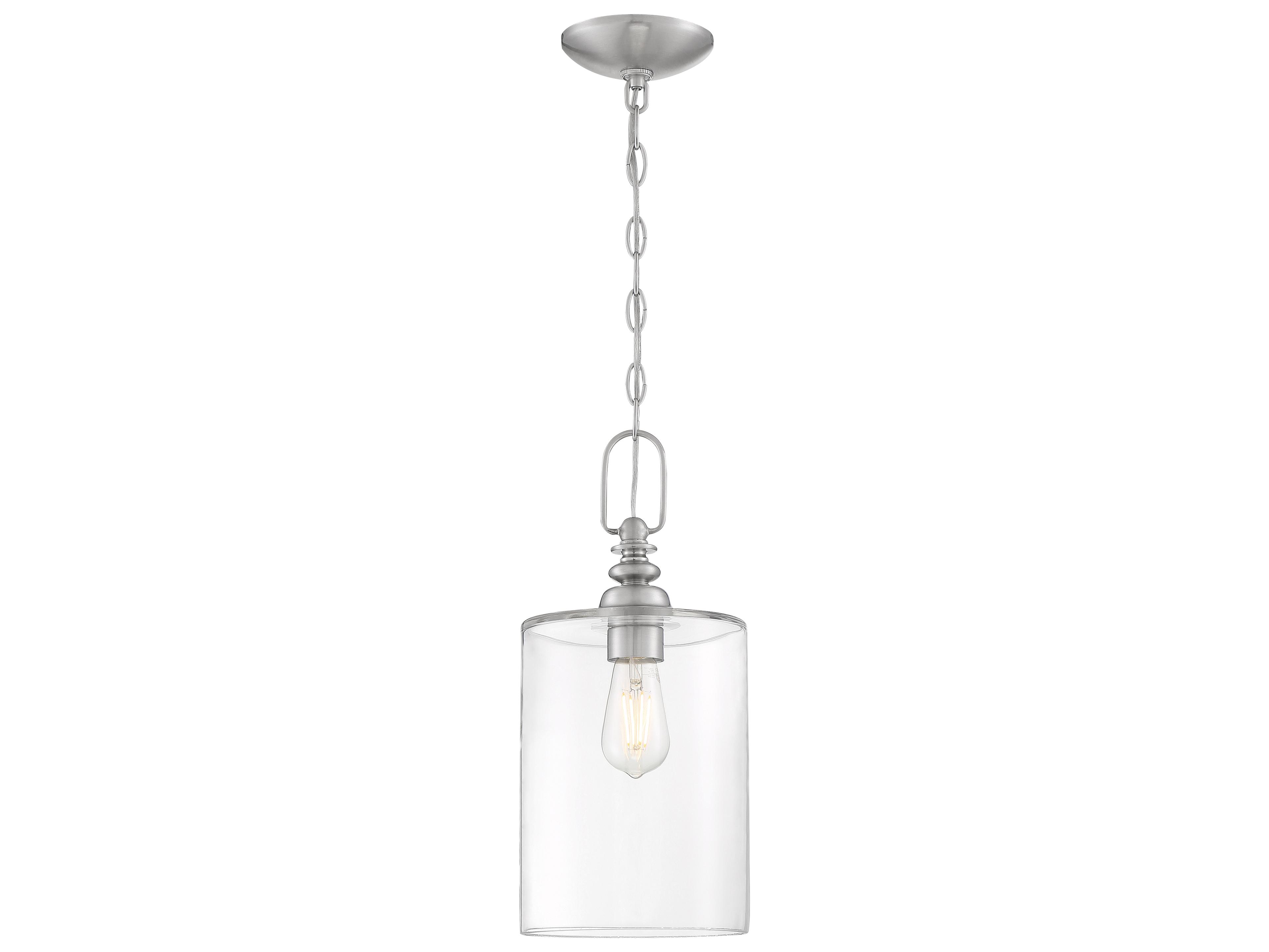 Craftmade Dardyn 1-Light Brushed Polished Nickel Glass Cylinder Mini Pendant