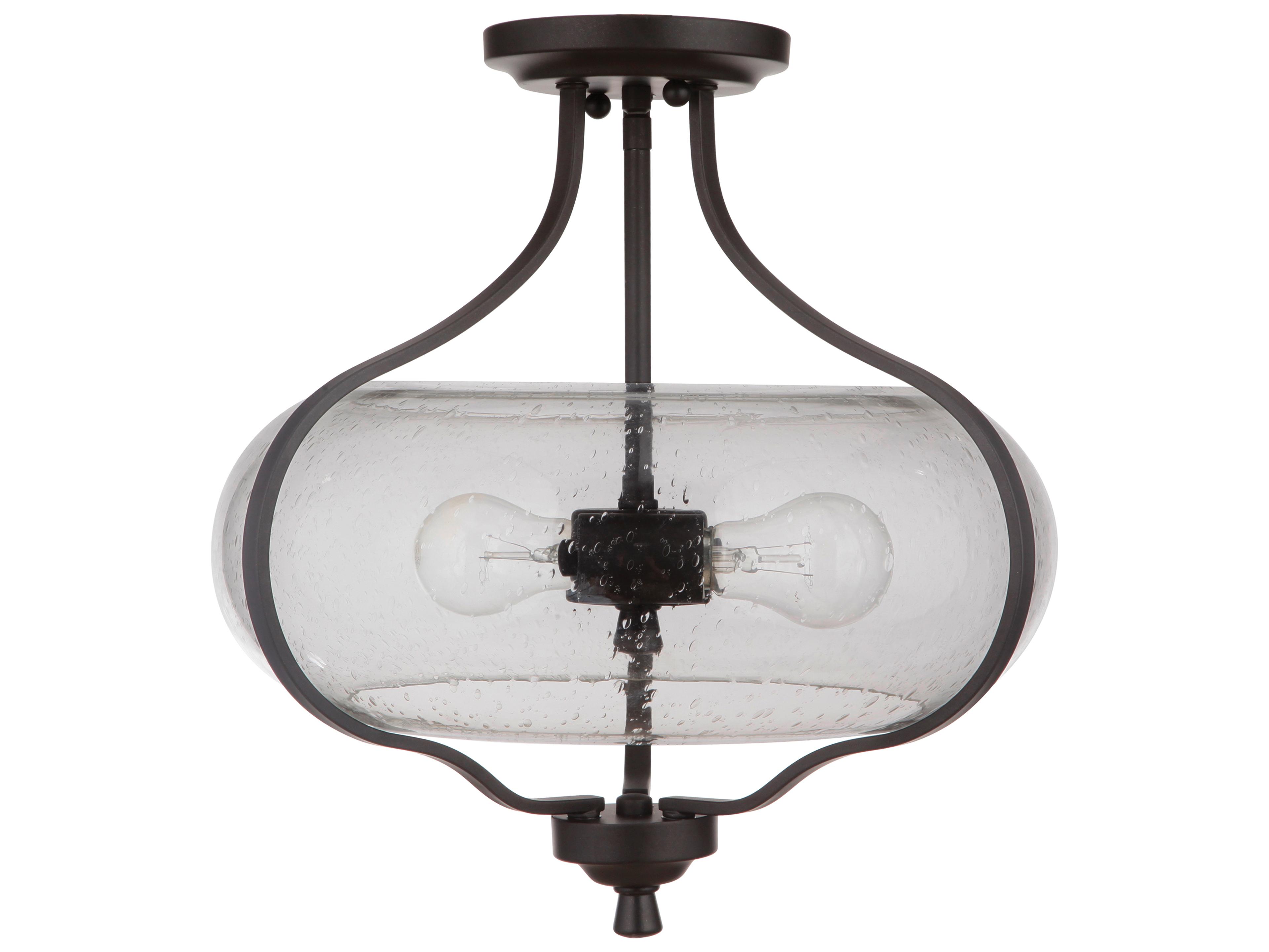 Serene 2-Light Espresso Black Glass Semi Flush Mount