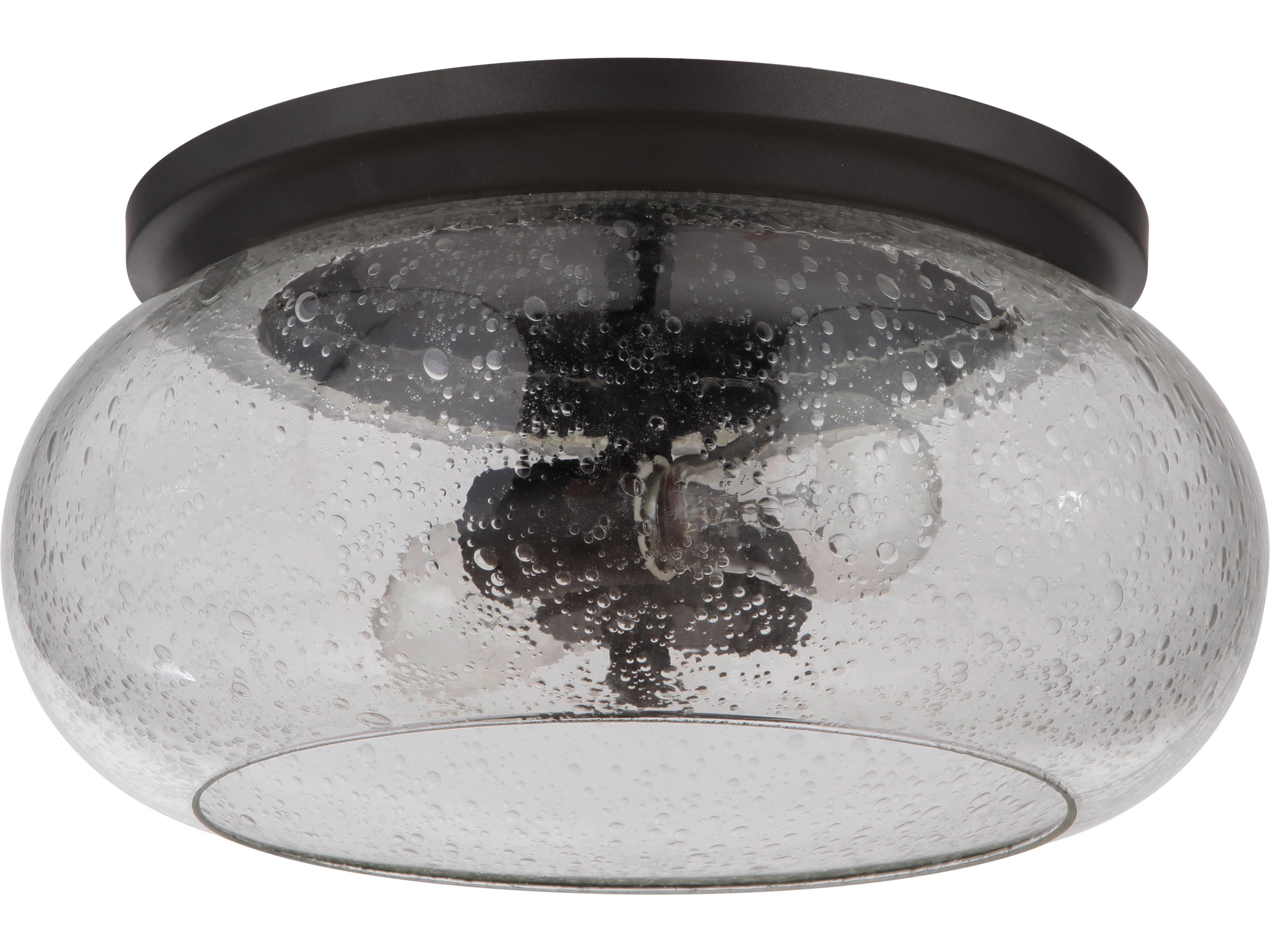 Serene 2-Light Espresso Black Glass Round Flush Mount