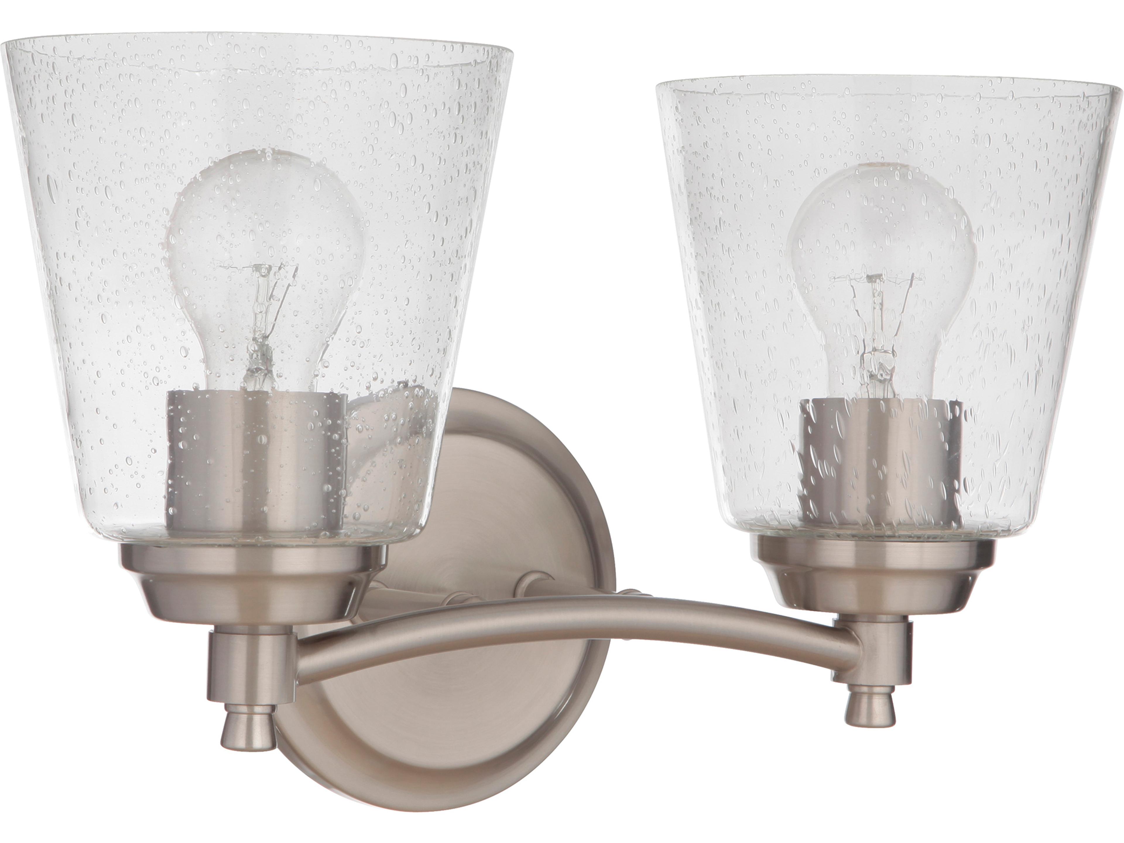 Tyler 2-Light Brushed Polished Nickel Glass Vanity Light