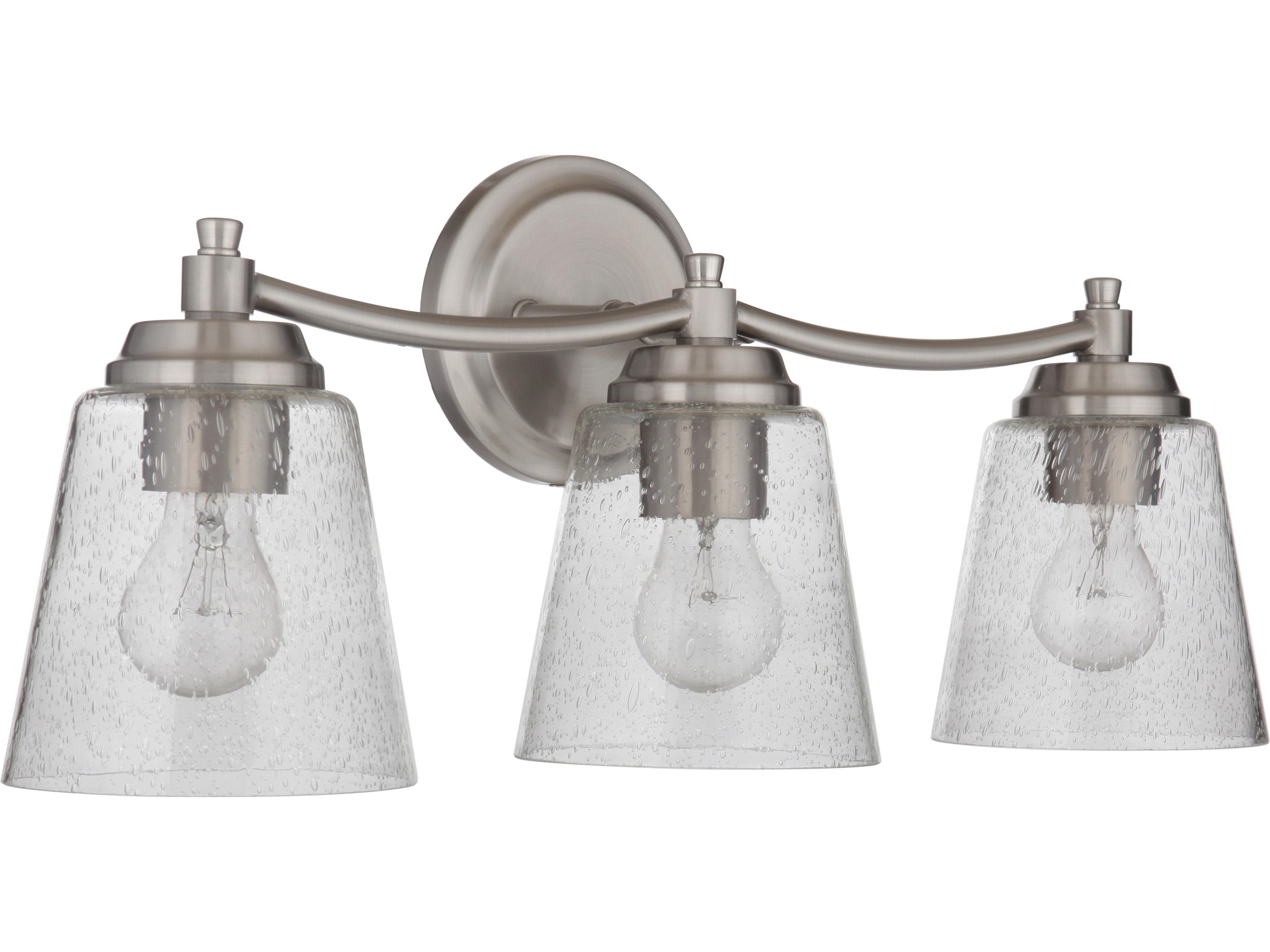 Tyler 3-Light Brushed Polished Nickel Glass Vanity Light