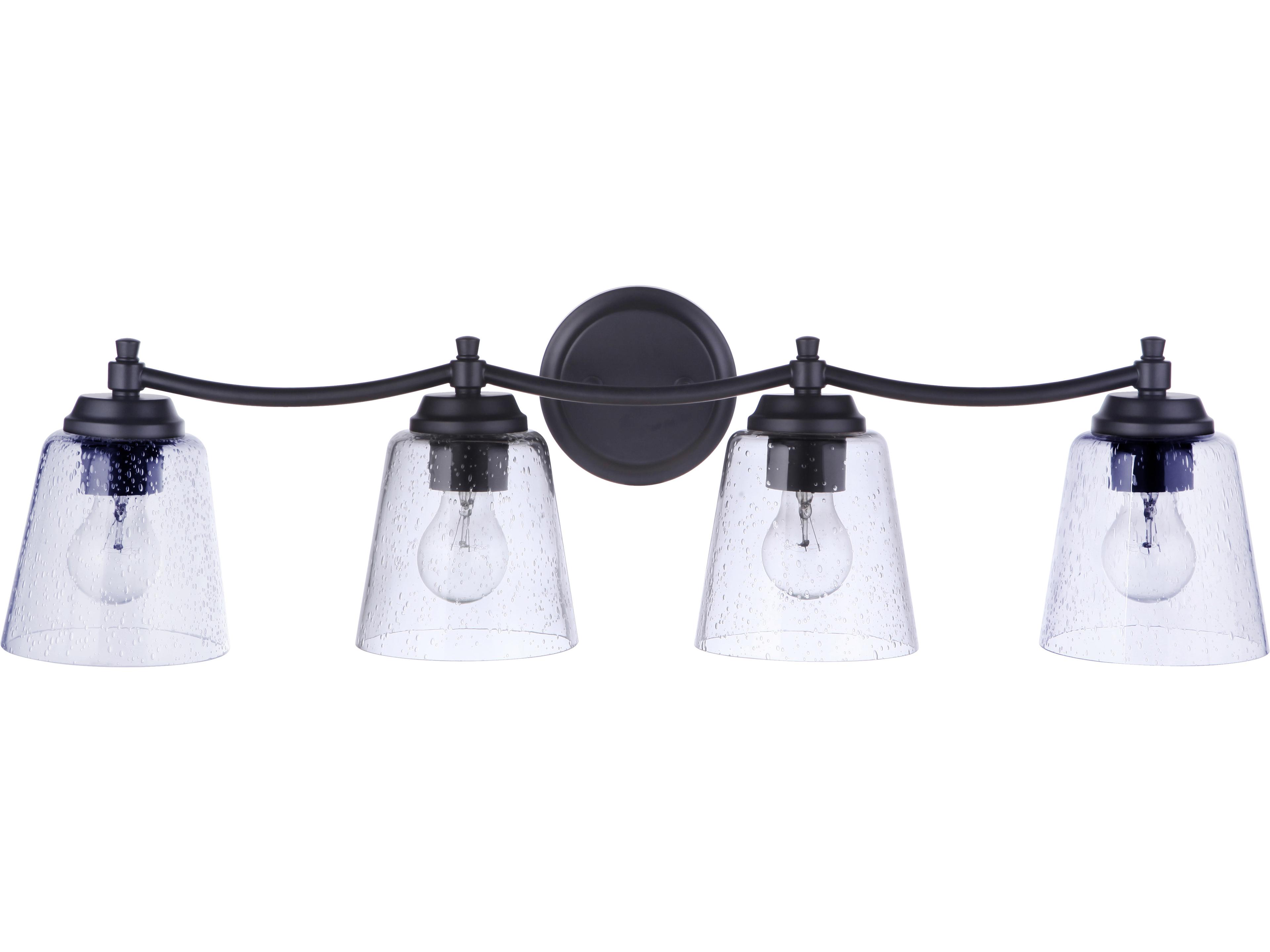 Craftmade Tyler 4-Light Flat Black Glass Vanity Light