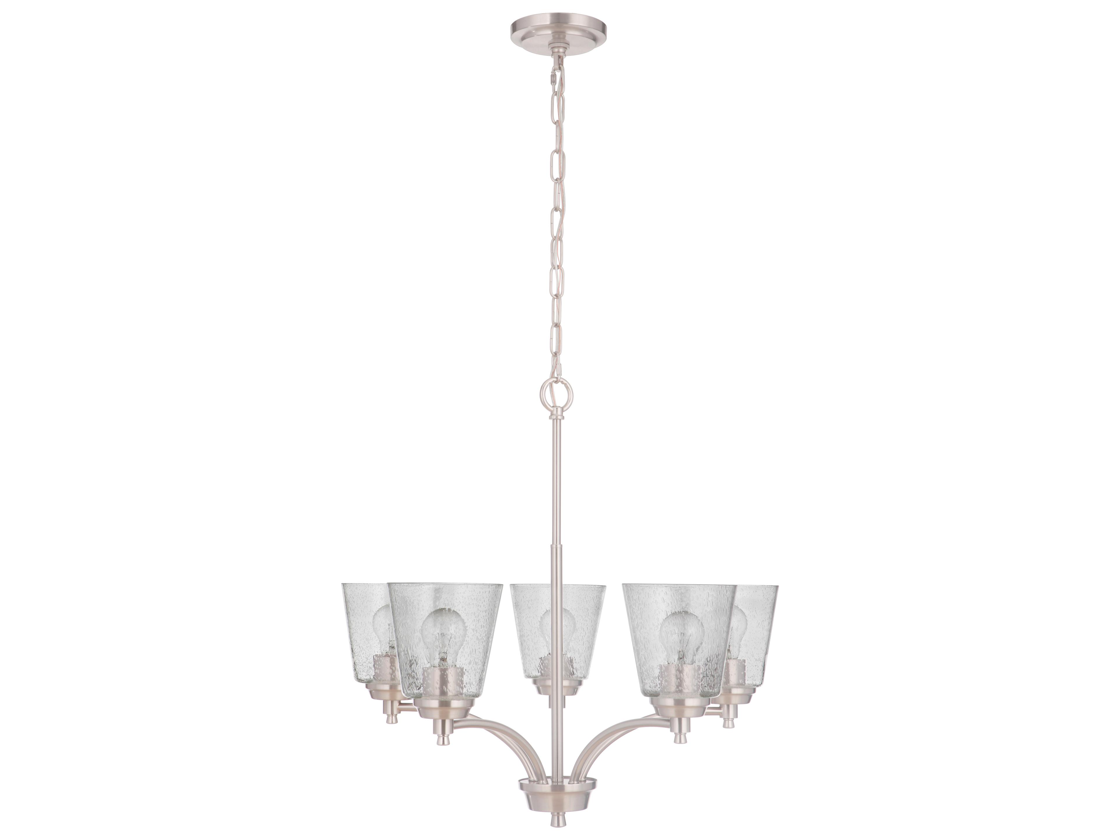 Tyler 5-Light Brushed Polished Nickel Glass Bell Chandelier