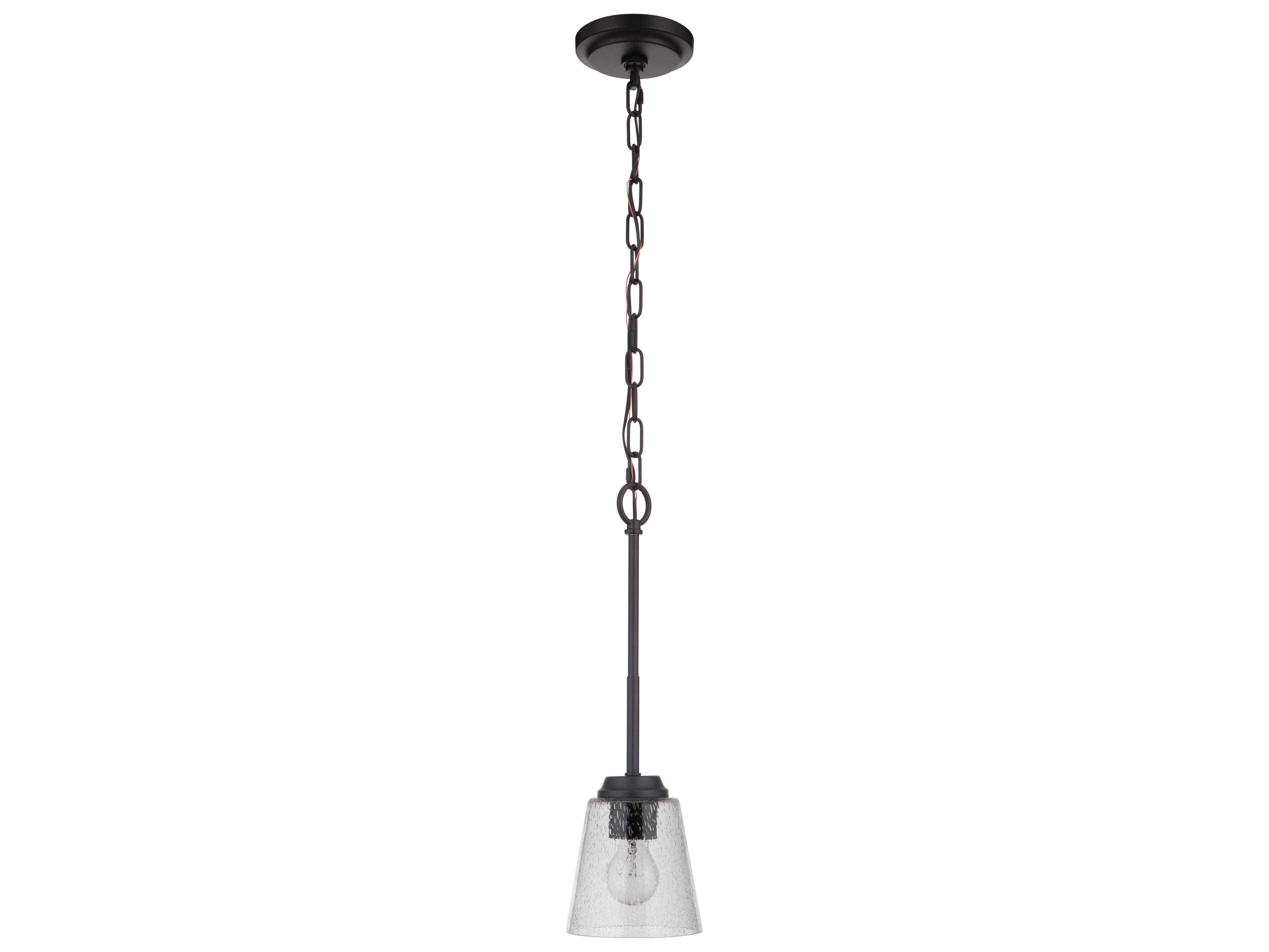 Tyler 1-Light Flat Black Glass Bell Mini Pendant