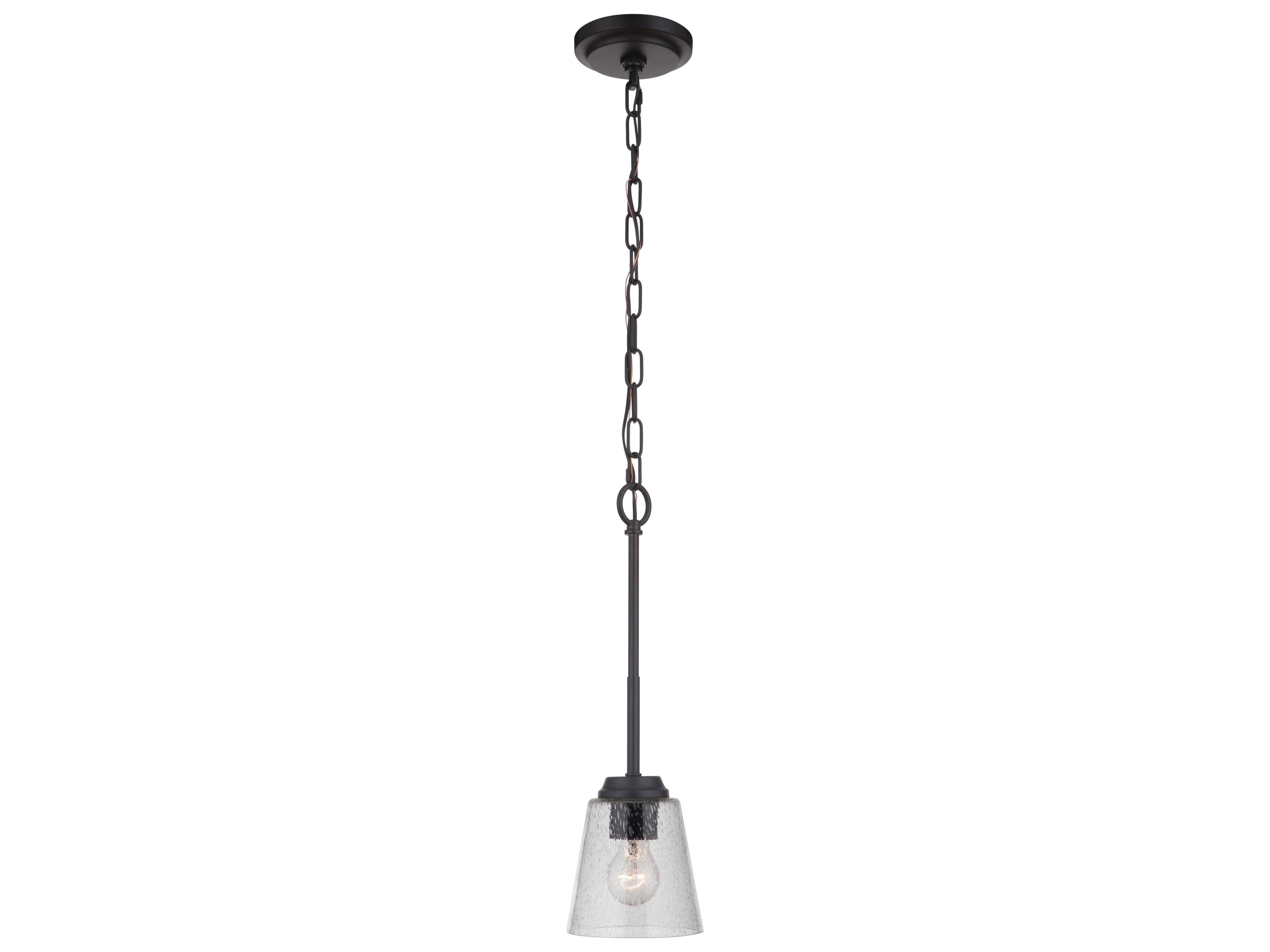 Craftmade Tyler 1-Light Flat Black Glass Bell Mini Pendant
