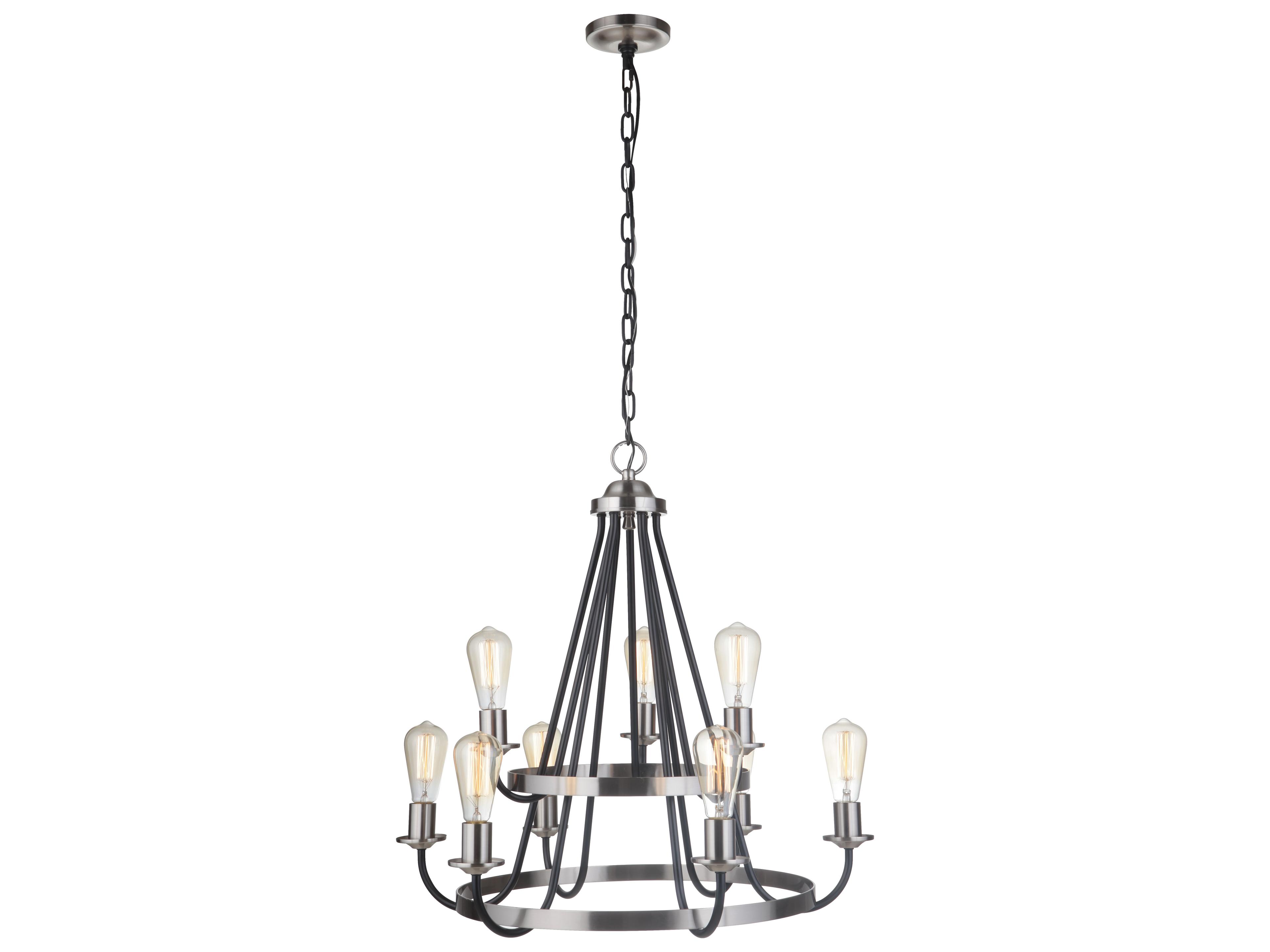 Craftmade Randolph 9-Light Flat Black Brushed Polished Nickel Tiered Chandelier