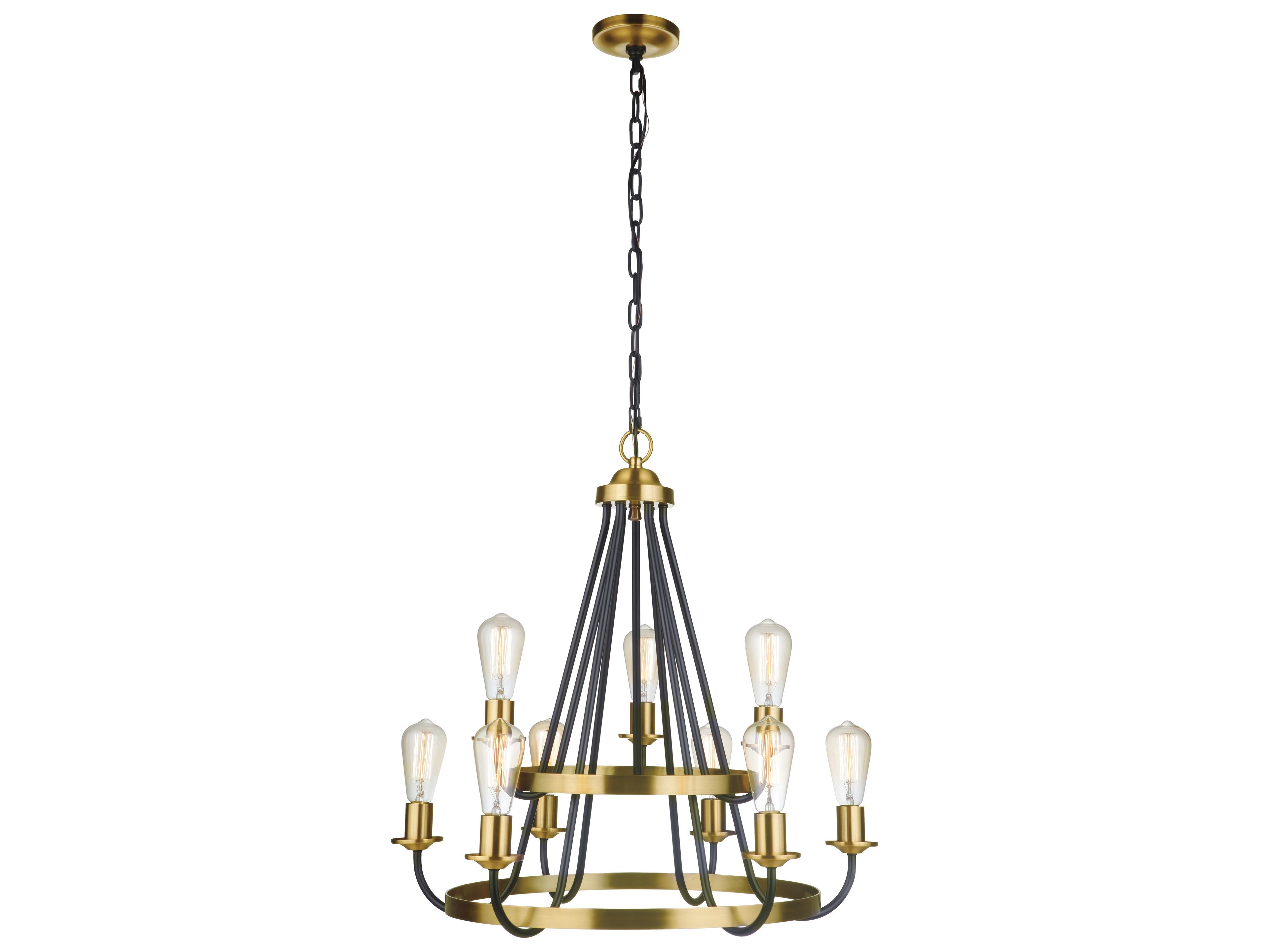 Craftmade Randolph 9-Light Flat Black Satin Brass Tiered Chandelier