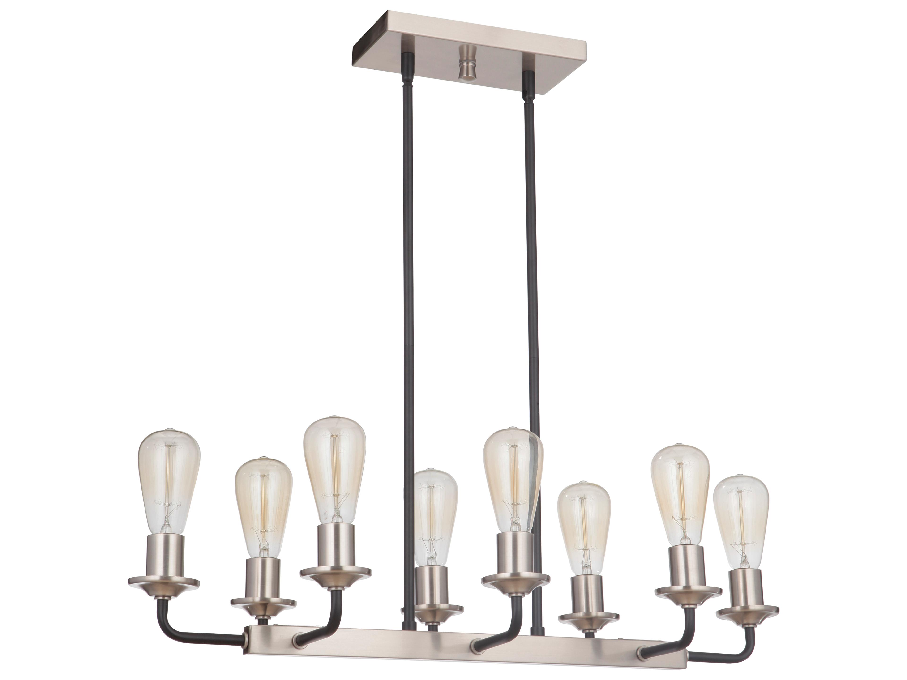 Randolph 8-Light Flat Black Brushed Polished Nickel Linear Island Pendant