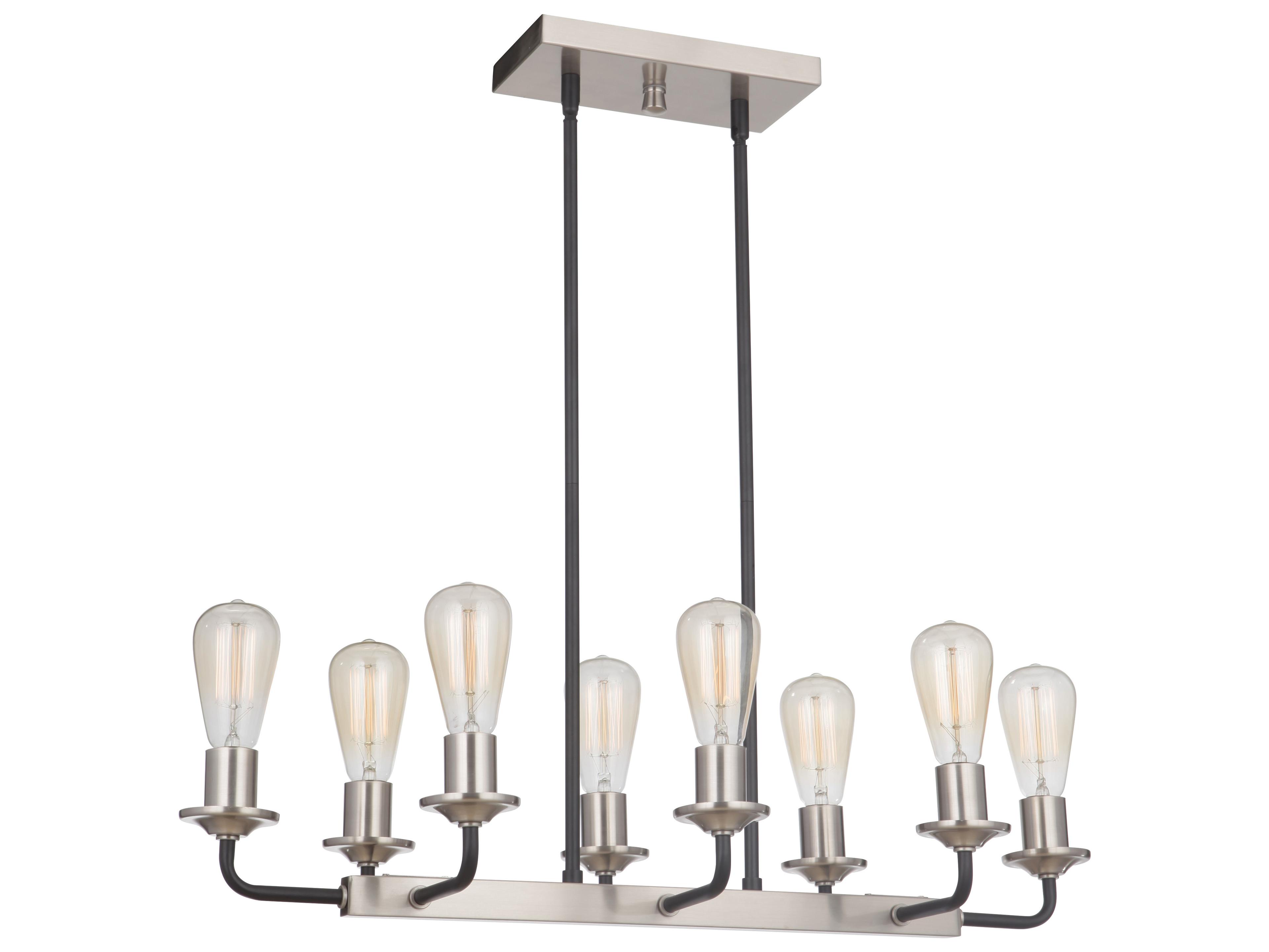 Craftmade Randolph 8-Light Flat Black Brushed Polished Nickel Linear Island Pendant