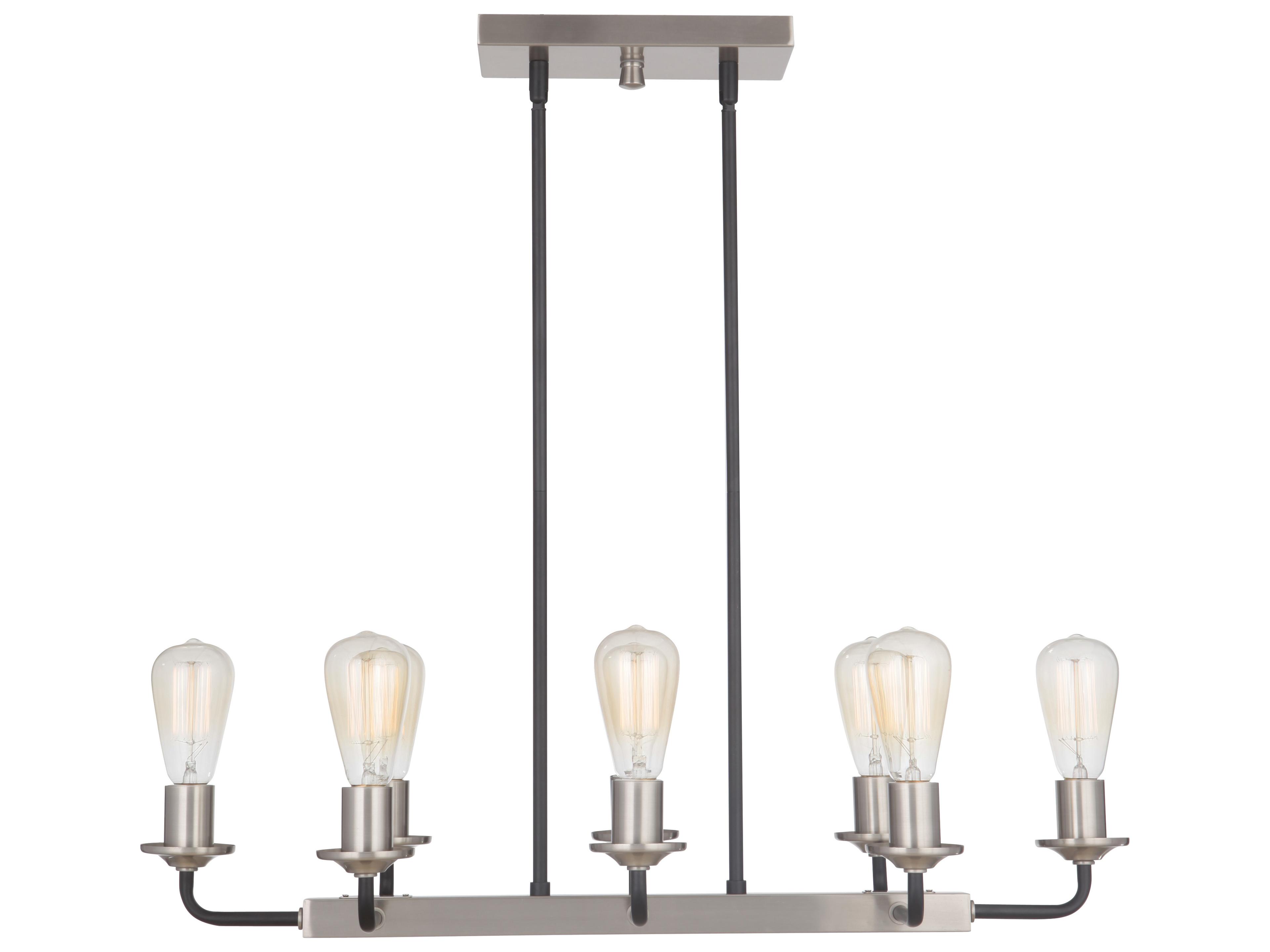 Craftmade Randolph 8-Light Flat Black Brushed Polished Nickel Linear Island Pendant