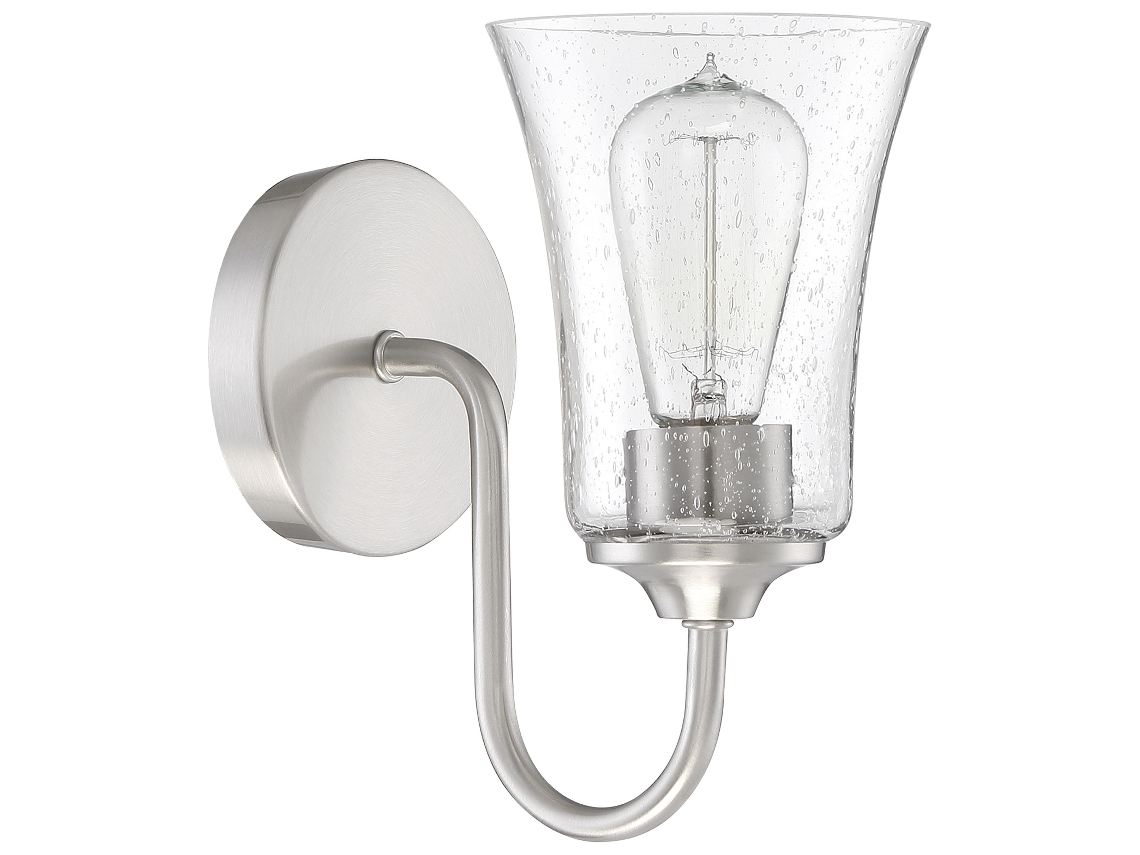 Gwyneth 1-Light Brushed Polished Nickel Glass Vanity Light