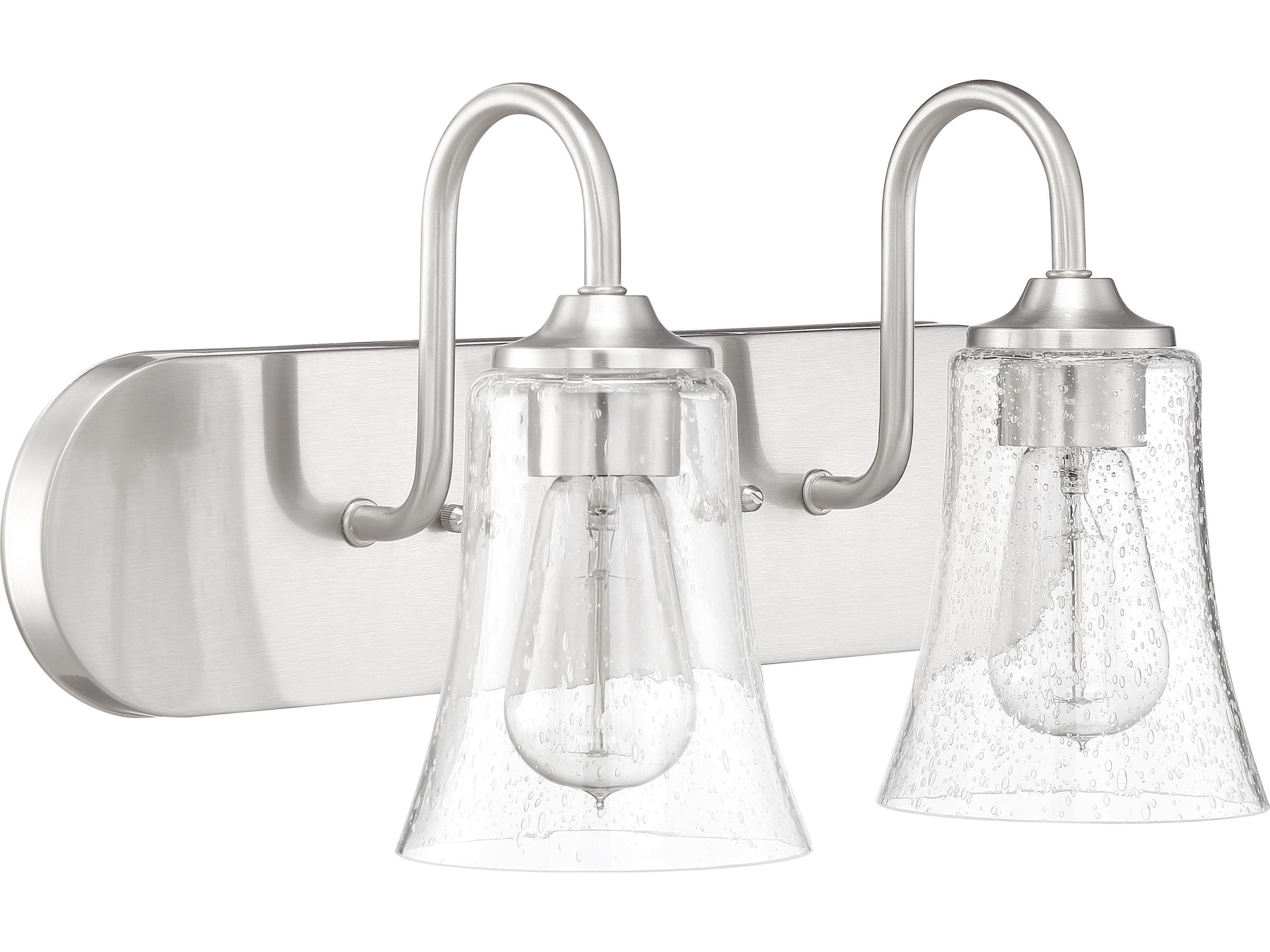 Gwyneth 2-Light Brushed Polished Nickel Glass Vanity Light