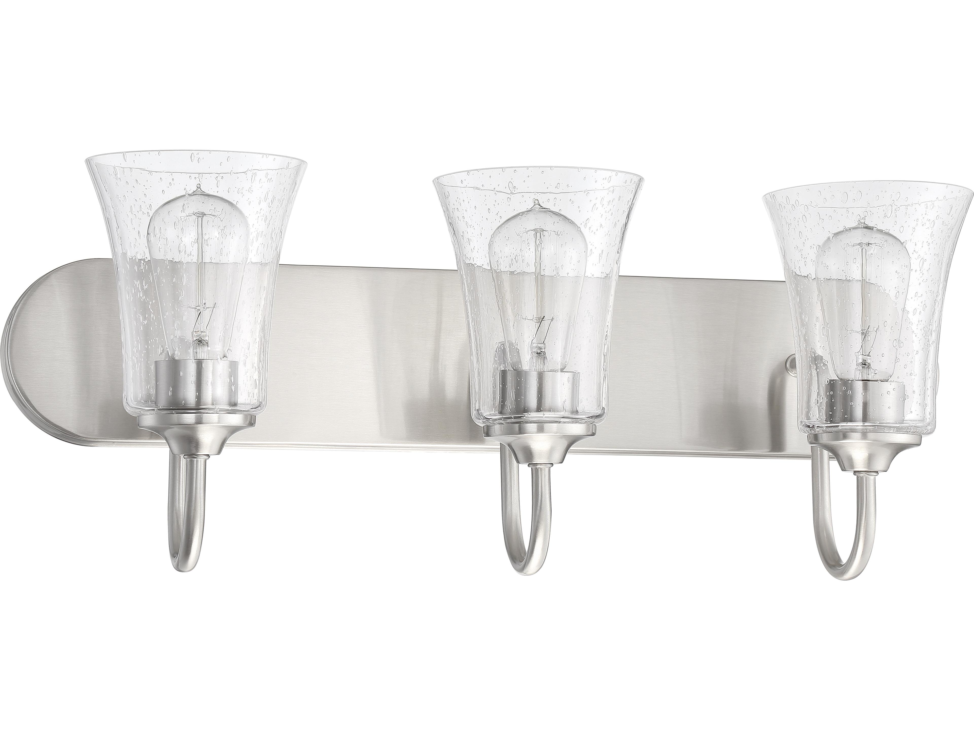 Gwyneth 3-Light Brushed Polished Nickel Glass Vanity Light
