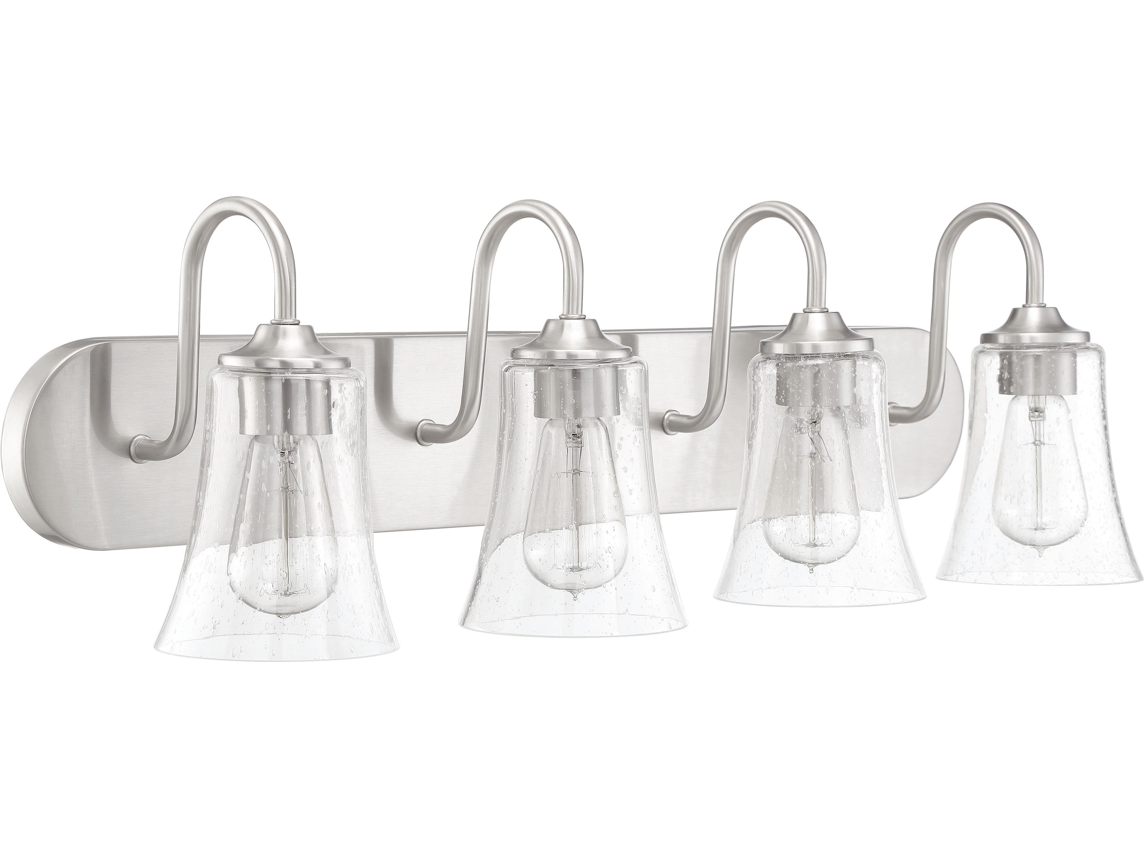 Gwyneth 4-Light Brushed Polished Nickel Glass Vanity Light