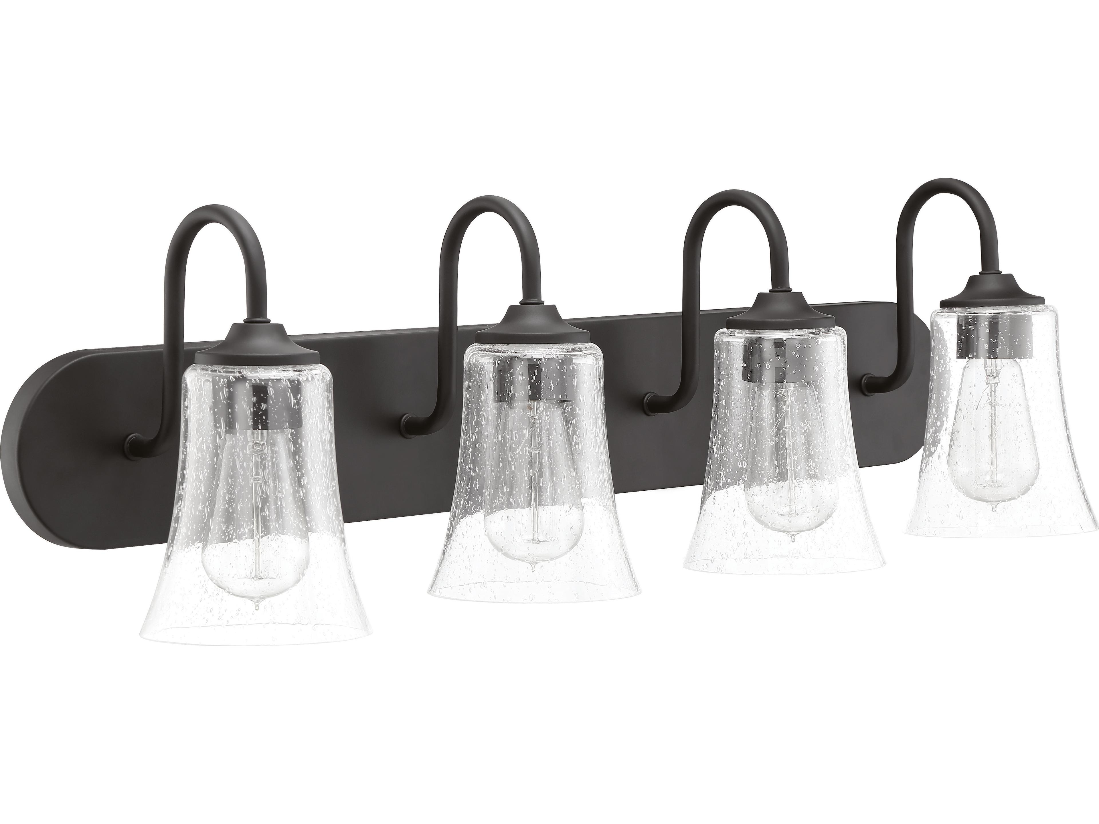 Gwyneth 4-Light Flat Black Glass Vanity Light