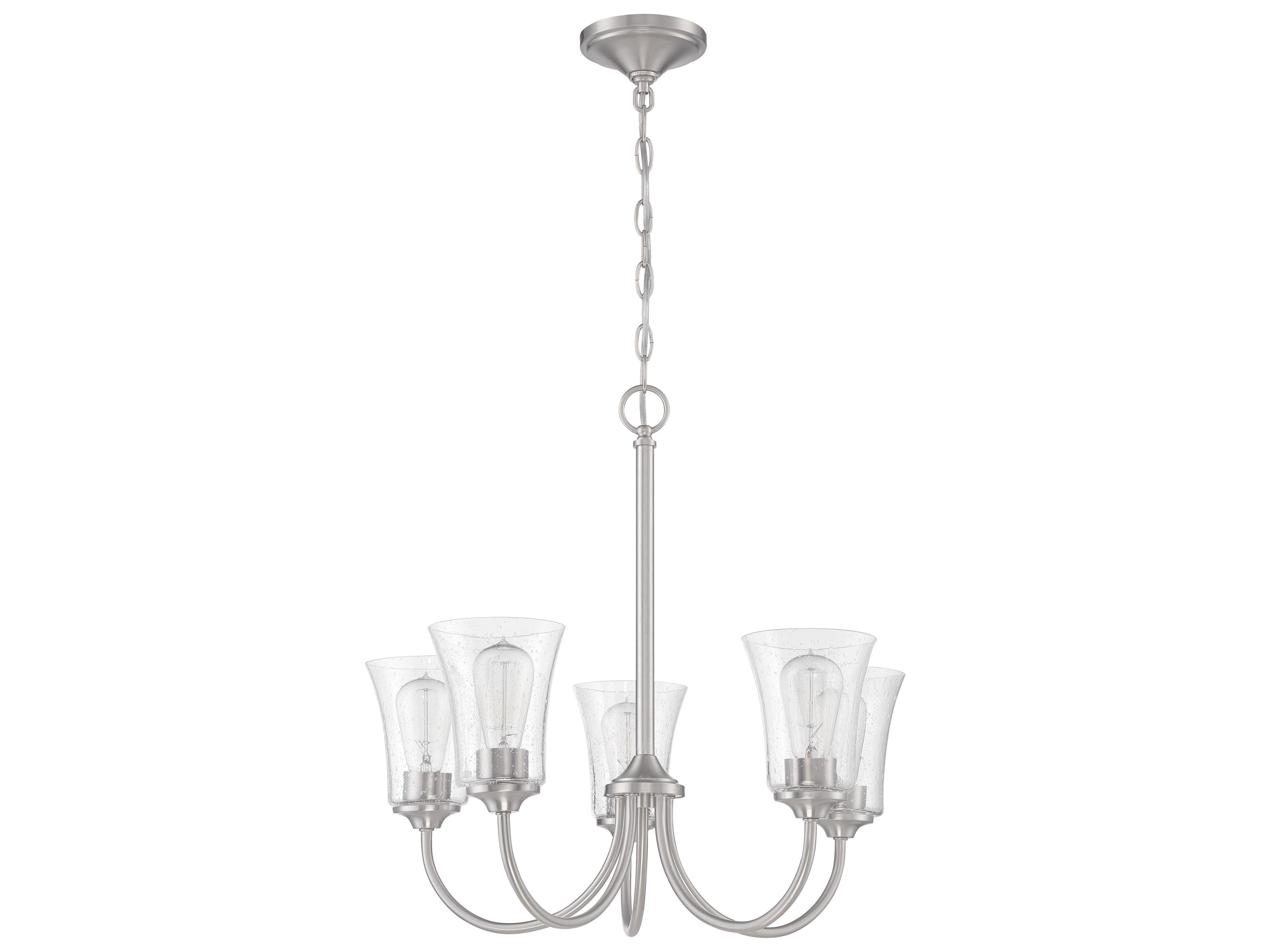 Gwyneth 5-Light Brushed Polished Nickel Glass Bell Chandelier